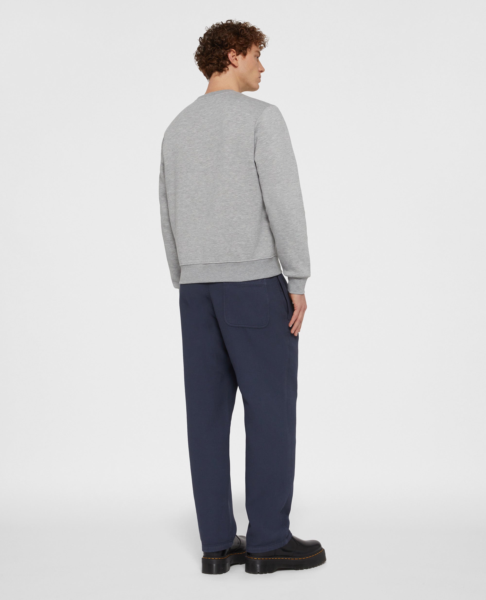 FELPA GIROCOLLO IN COTONE GARZATO-GRIGIO-GREY-GRIS-GRAU-GRIS