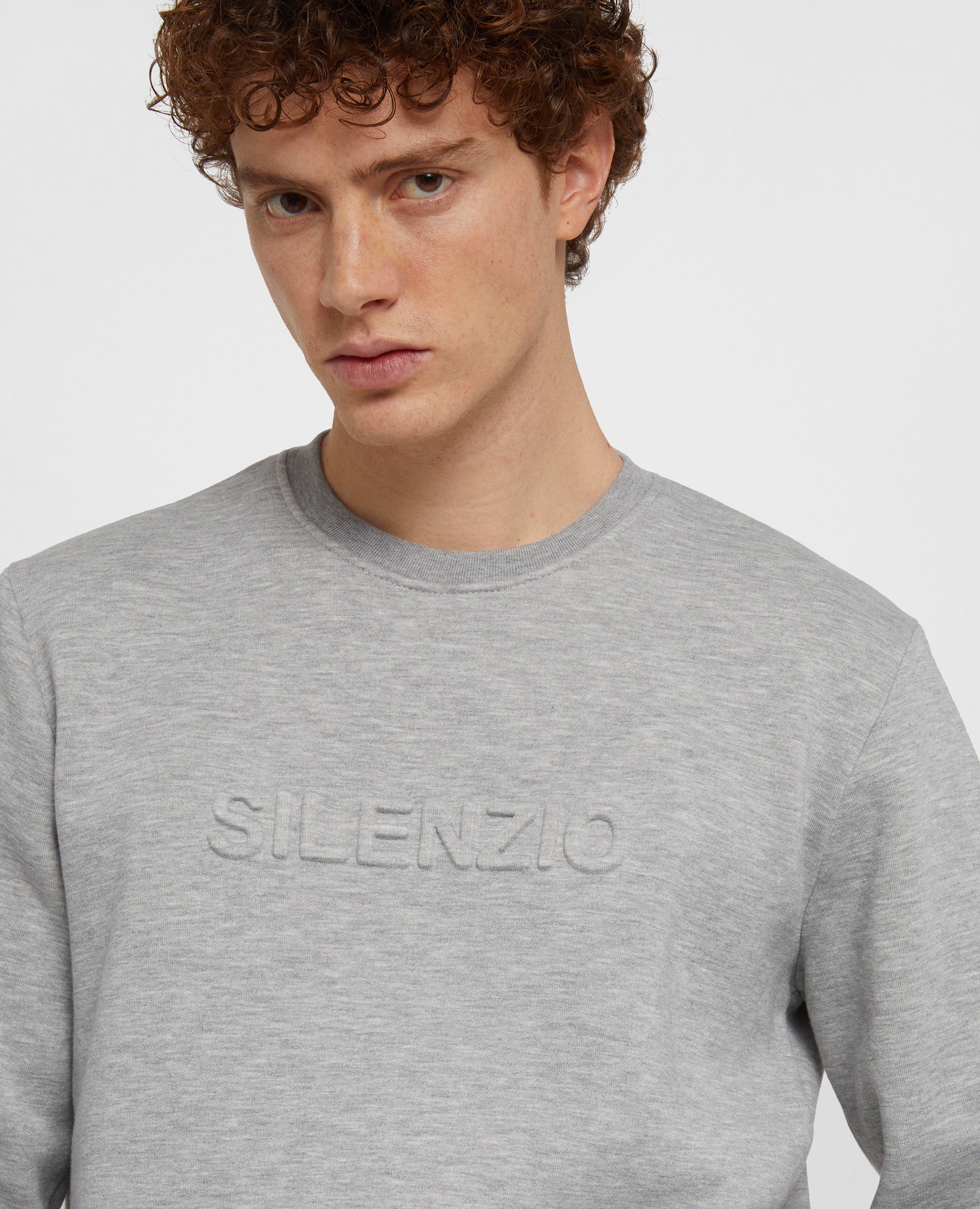 FELPA GIROCOLLO IN COTONE GARZATO-GRIGIO-GREY-GRIS-GRAU-GRIS