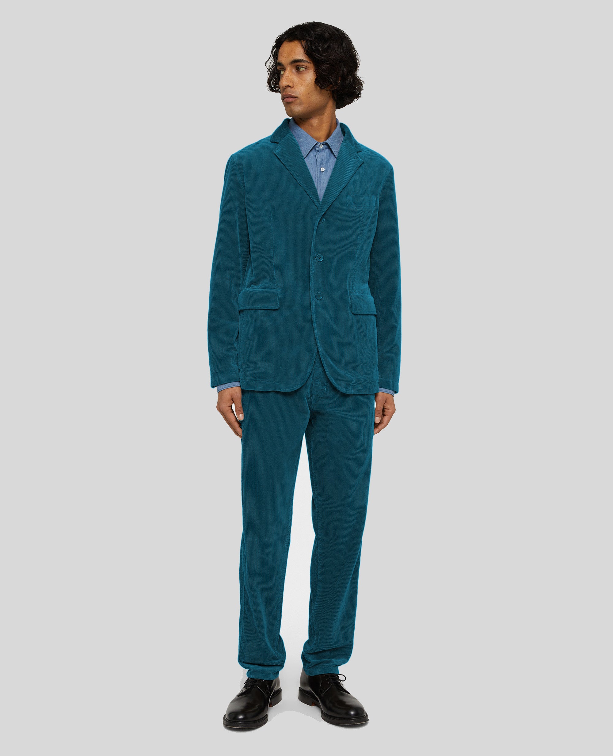 GIACCA IN VELLUTO A COSTE LARGHE-PAVONE-TEAL-PAVO REAL-PFAU-PAON