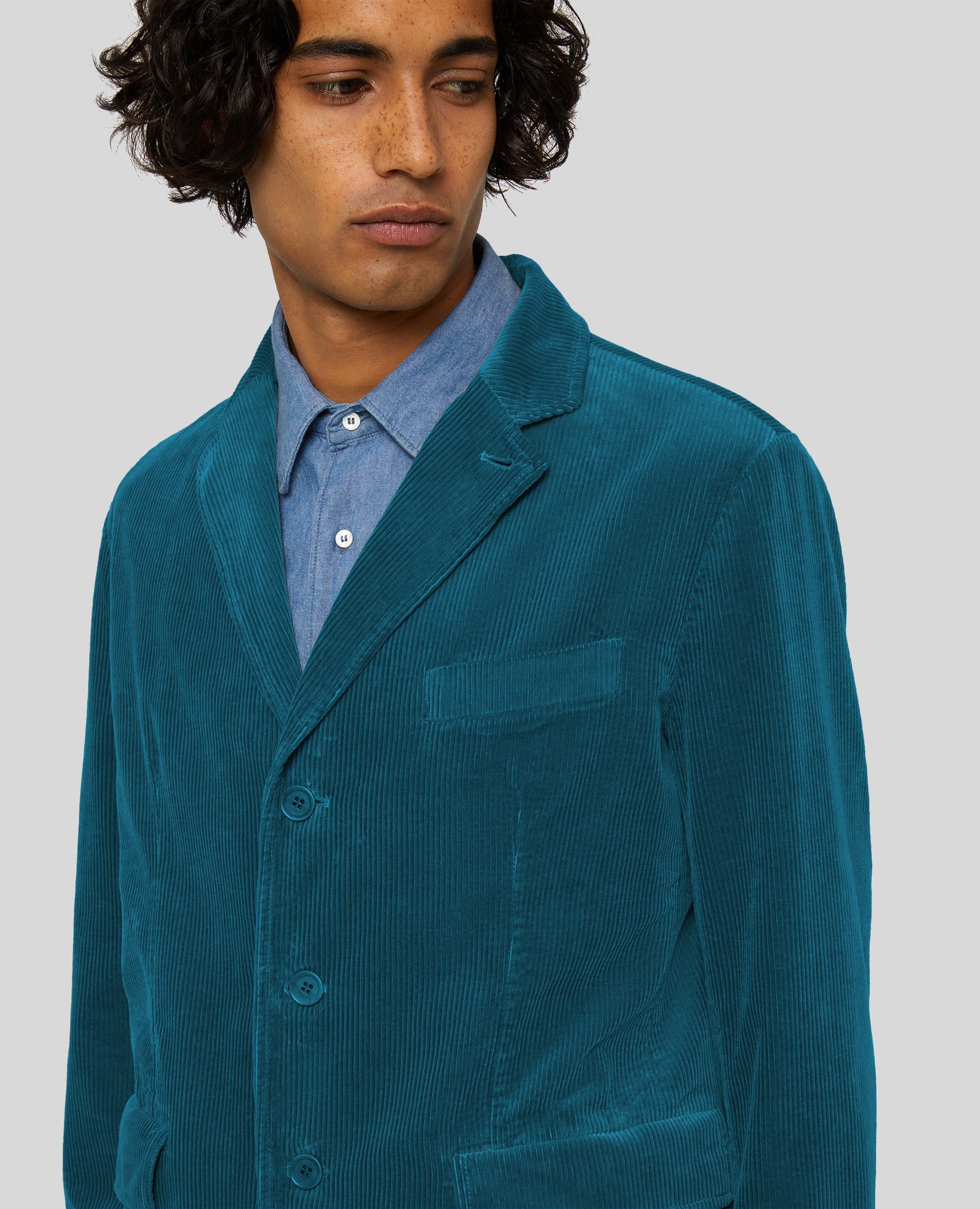 GIACCA IN VELLUTO A COSTE LARGHE-PAVONE-TEAL-PAVO REAL-PFAU-PAON