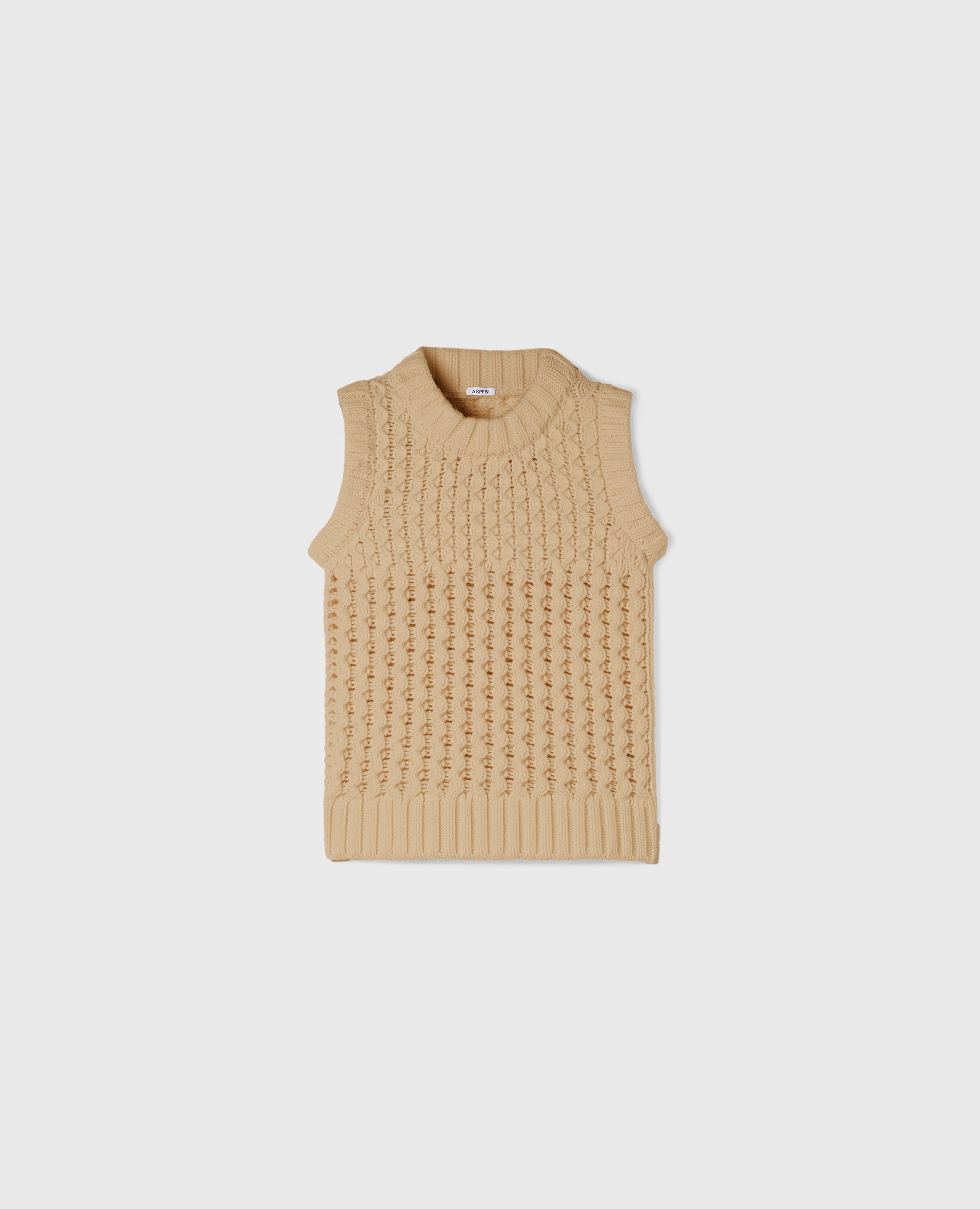 MAGLIONE SENZA MANICHE IN LANA VERGINE SUPER FINE-BEIGE-BEIGE-BEIS-BEIGE-BEIGE