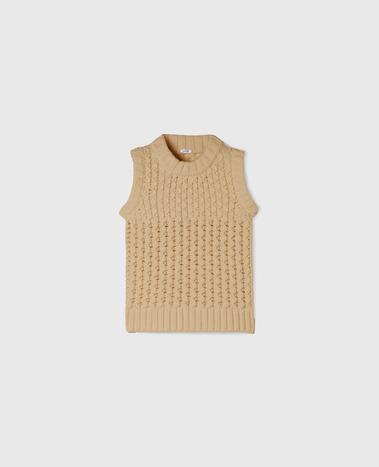 MAGLIONE SENZA MANICHE IN LANA VERGINE SUPER FINE-BEIGE-BEIGE-BEIS-BEIGE-BEIGE