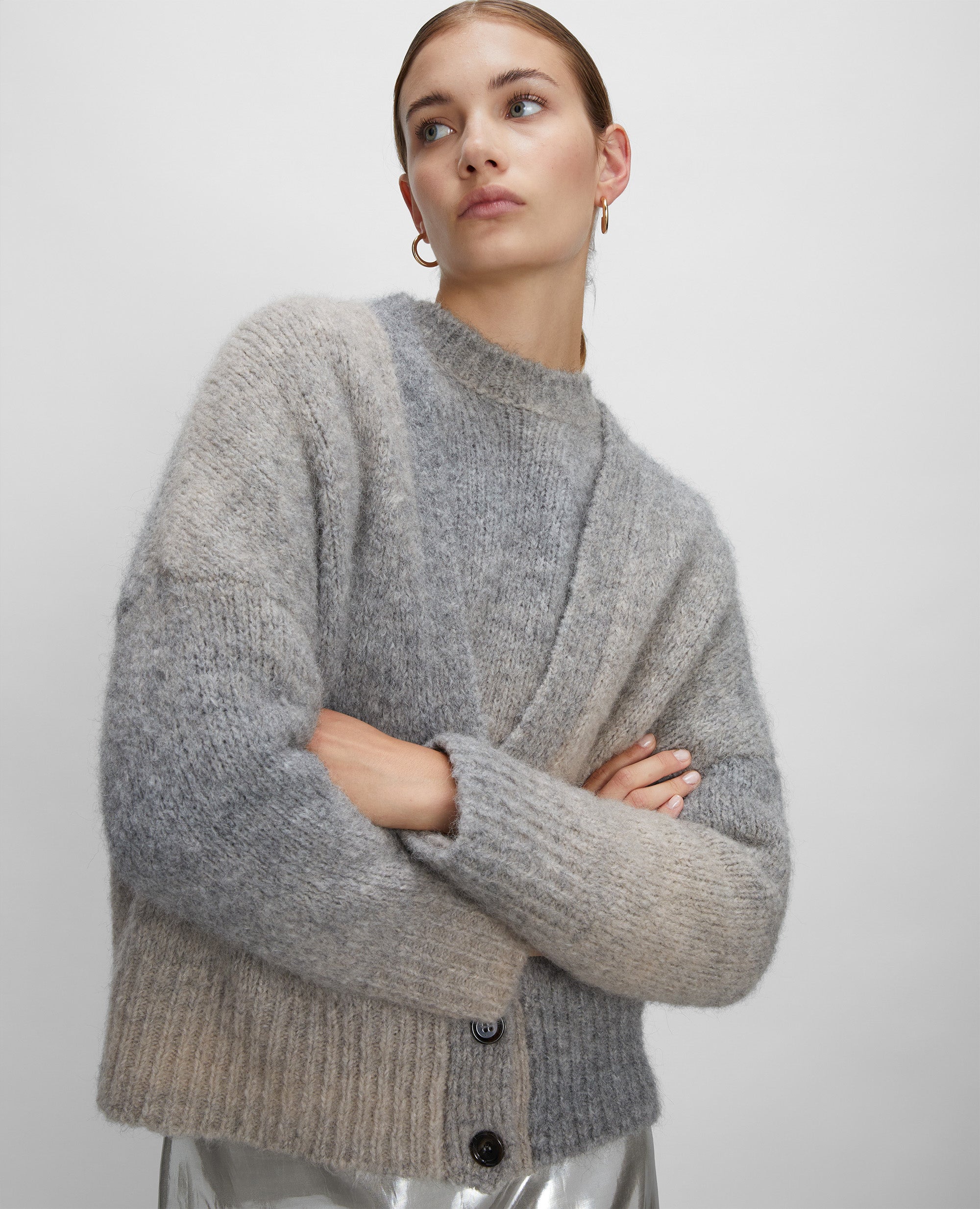 CARDIGAN EFFETTO SFUMATO IN ALPACA-GRG MELANGE-GRG MELANGE-GRG MELANGE-GRG MELANGE-GRG MELANGE