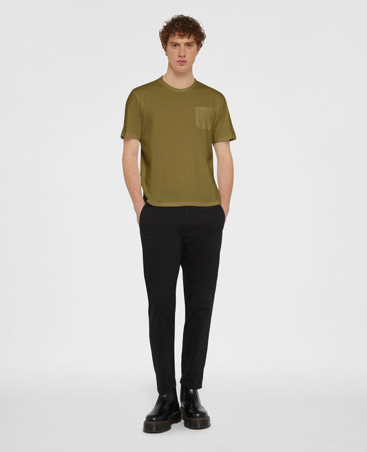 T-SHIRT GIROCOLLO IN JERSEY-MILITARE-MILITARY-MILITAR-MILITAR-MILITAIRE