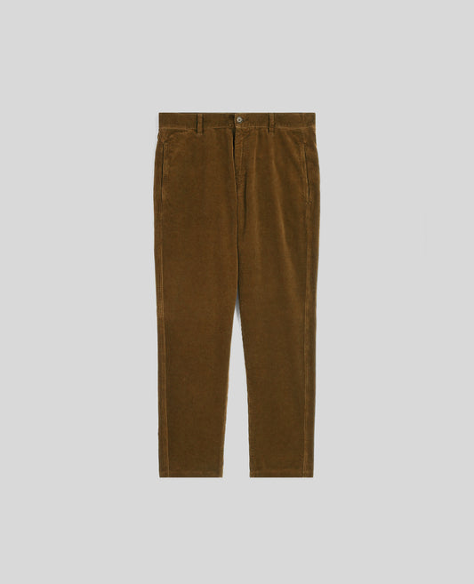 PANTALONE CHINO IN VELLUTO A COSTE-TABACCO-TOBACCO-TABACO-TABAK-TABAC