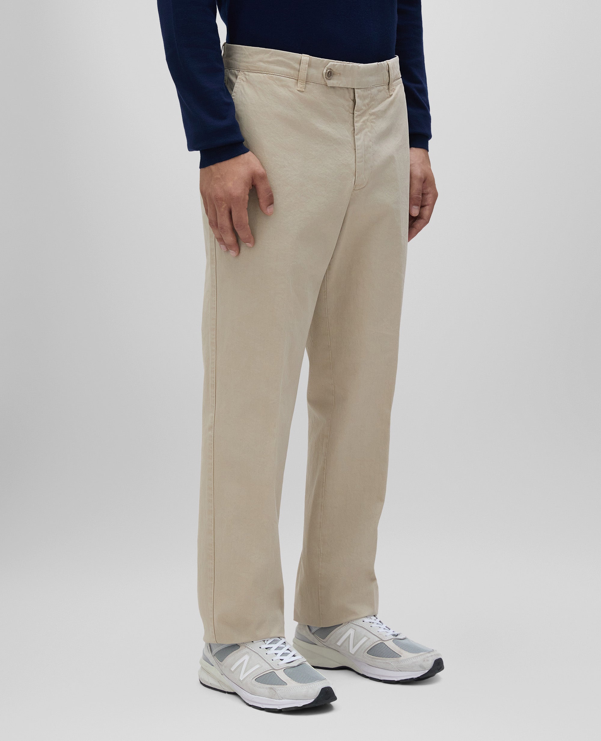 PANTALONE NEW HERMAN IN GABARDINA DI COTONE-SABBIA-SAND-ARENA-SAND-SABLE