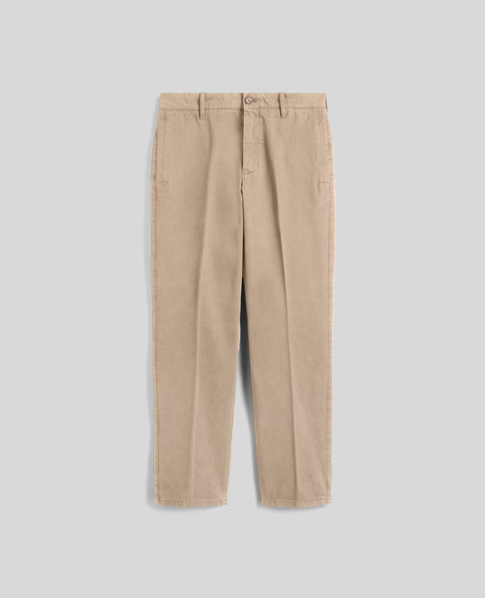 PANTALONE FLATS IN GABARDINA DI COTONE-SABBIA-SAND-ARENA-SAND-SABLE