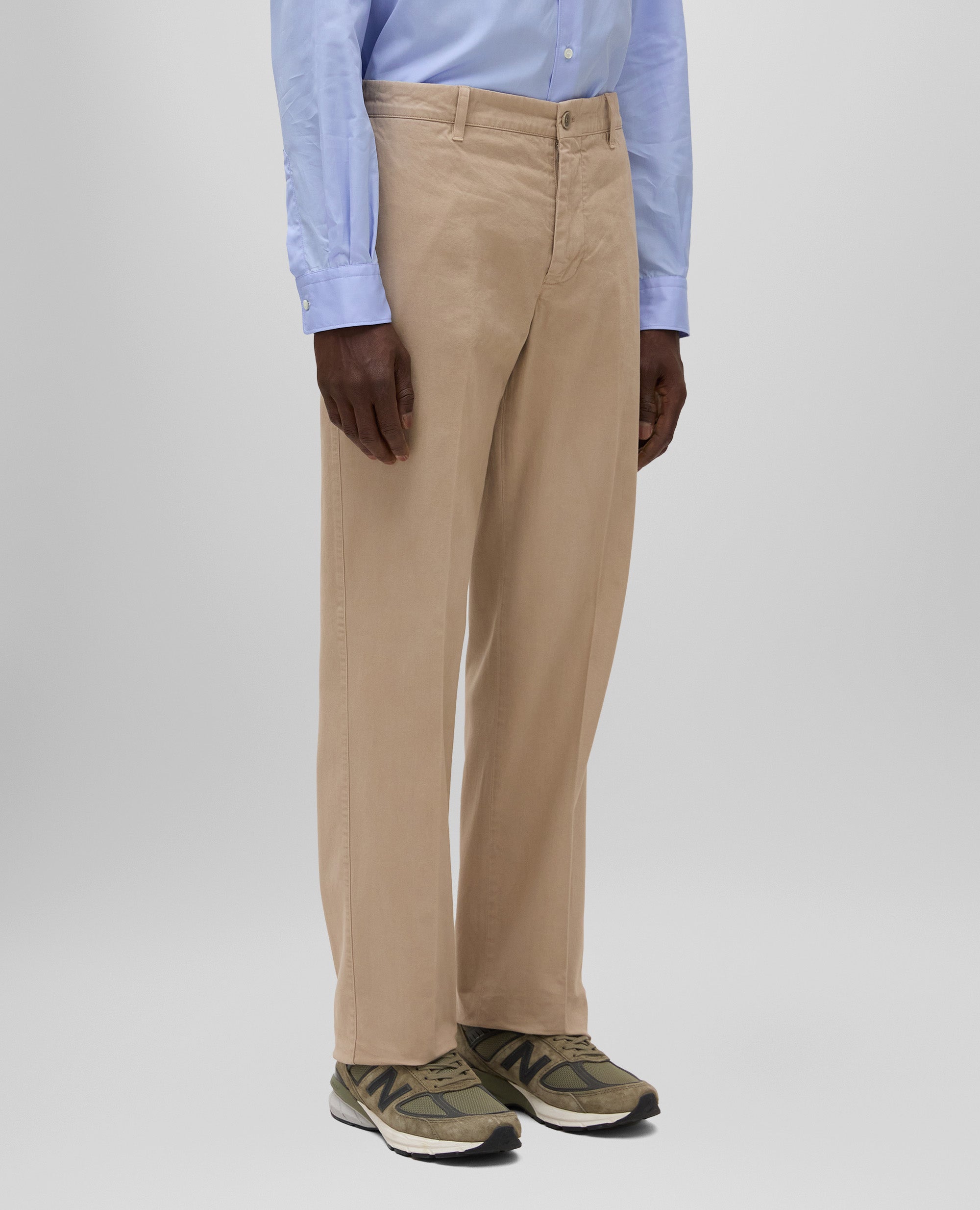 PANTALONE FLATS IN GABARDINA DI COTONE-SABBIA-SAND-ARENA-SAND-SABLE