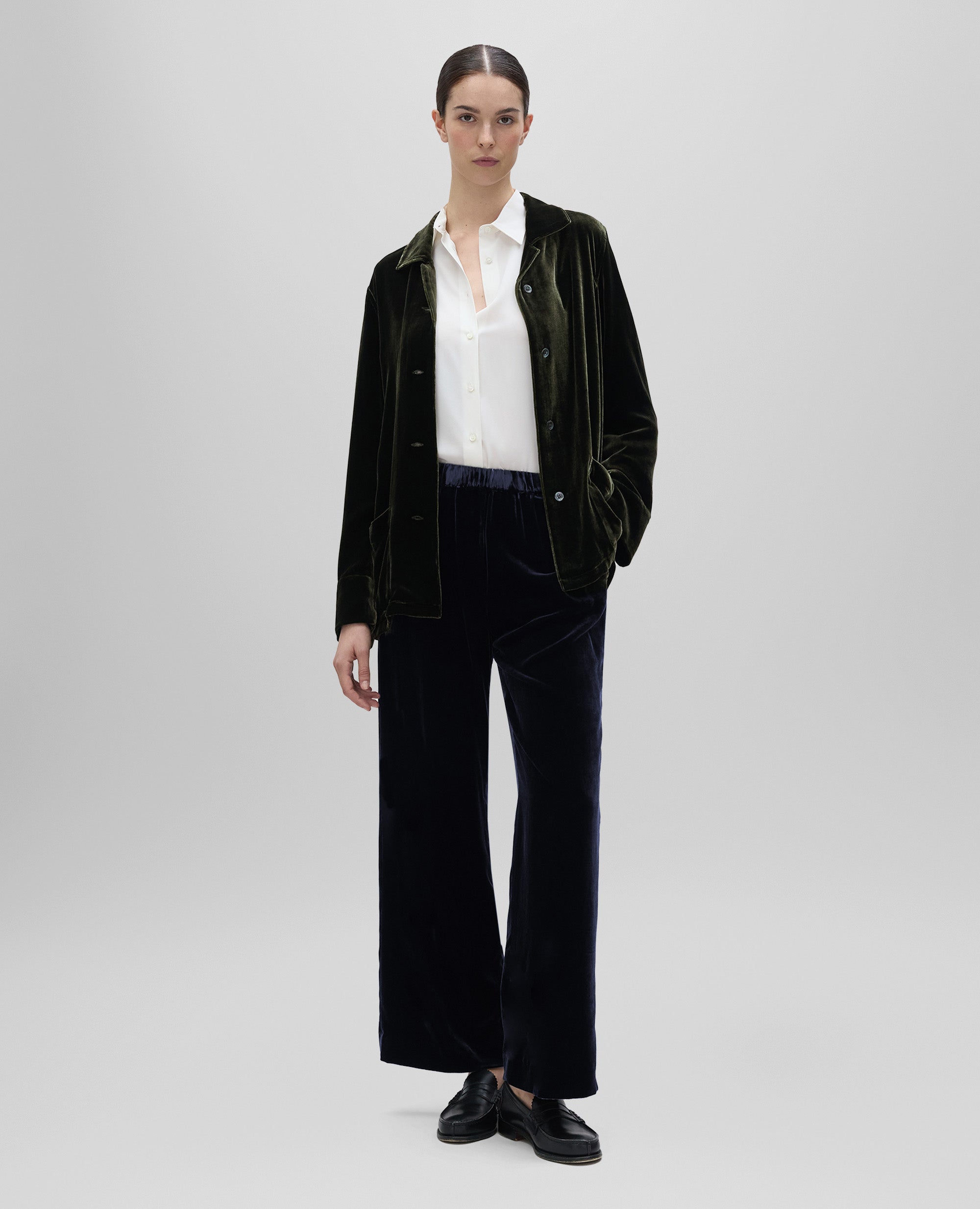 PANTALONE AMPIO IN VELLUTO LISCIO-VIOLA-PURPLE-MORADO-VIOLETT-VIOLET