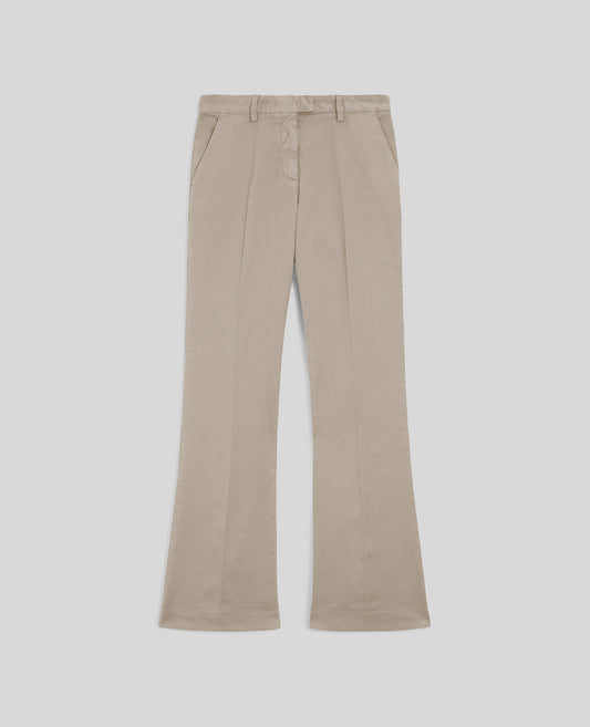 PANTALONE SLIM IN GABARDINA DI COTONE-SASSO-STONE-PIEDRA-STEIN-PIERRE