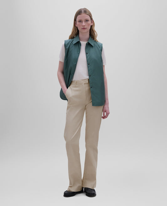 PANTALONE SLIM IN GABARDINA DI COTONE-SASSO-STONE-PIEDRA-STEIN-PIERRE