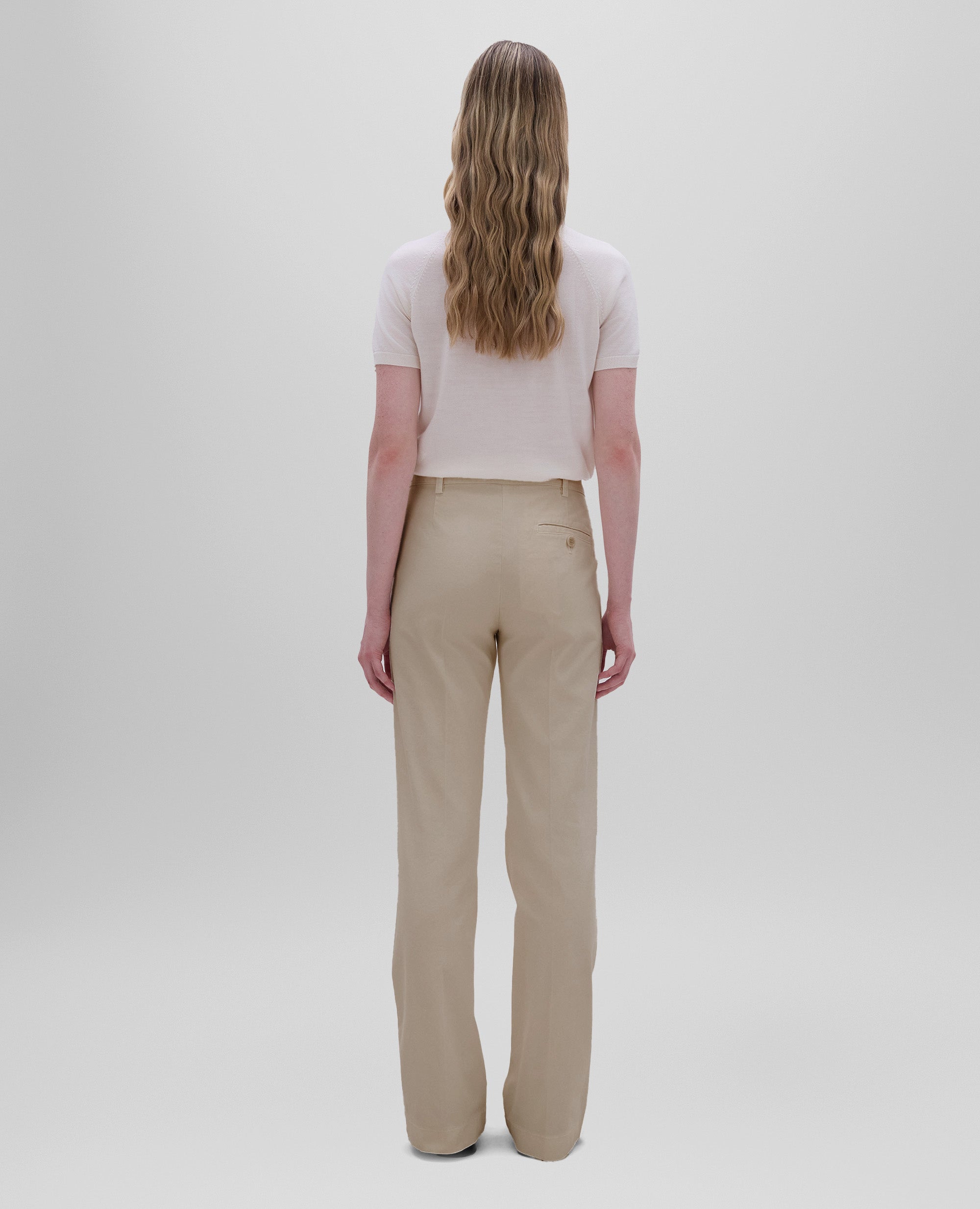 PANTALONE SLIM IN GABARDINA DI COTONE-SASSO-STONE-PIEDRA-STEIN-PIERRE