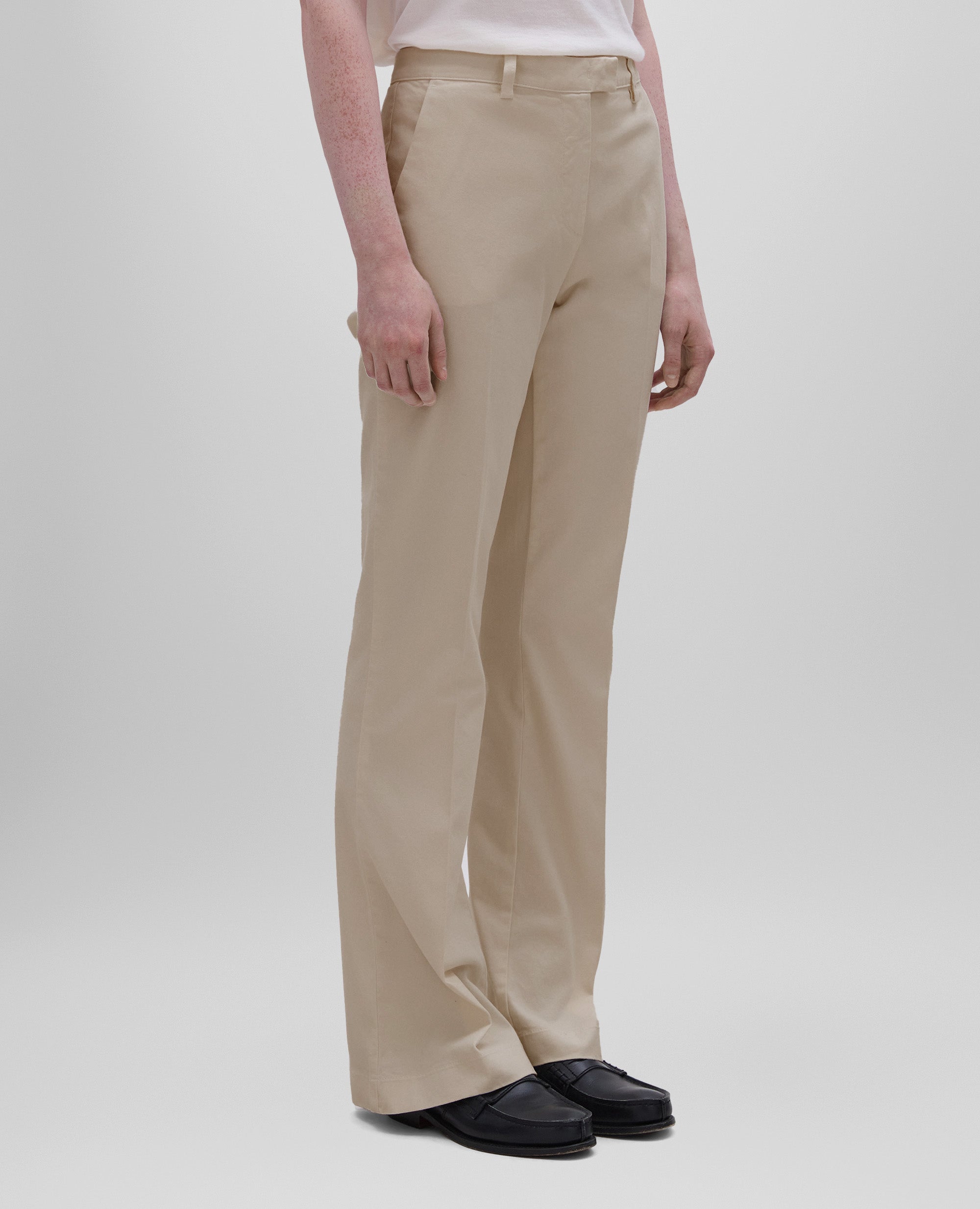 PANTALONE SLIM IN GABARDINA DI COTONE-SASSO-STONE-PIEDRA-STEIN-PIERRE
