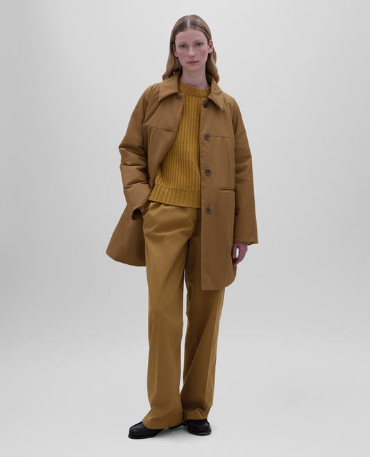 PANTALONE AMPIO IN GABARDINA DI COTONE-CANNELLA-CINNAMON-CANELA-ZIMT-CANNELLE