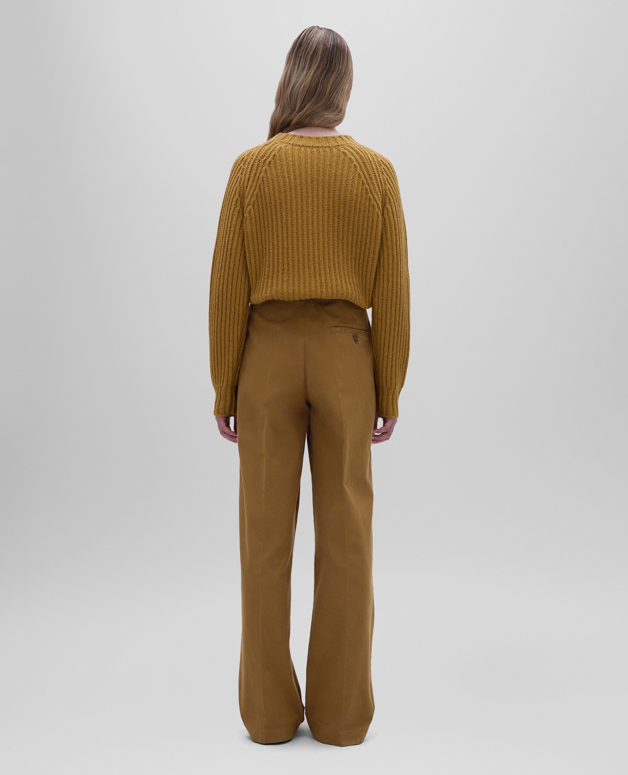 PANTALONE AMPIO IN GABARDINA DI COTONE-CANNELLA-CINNAMON-CANELA-ZIMT-CANNELLE