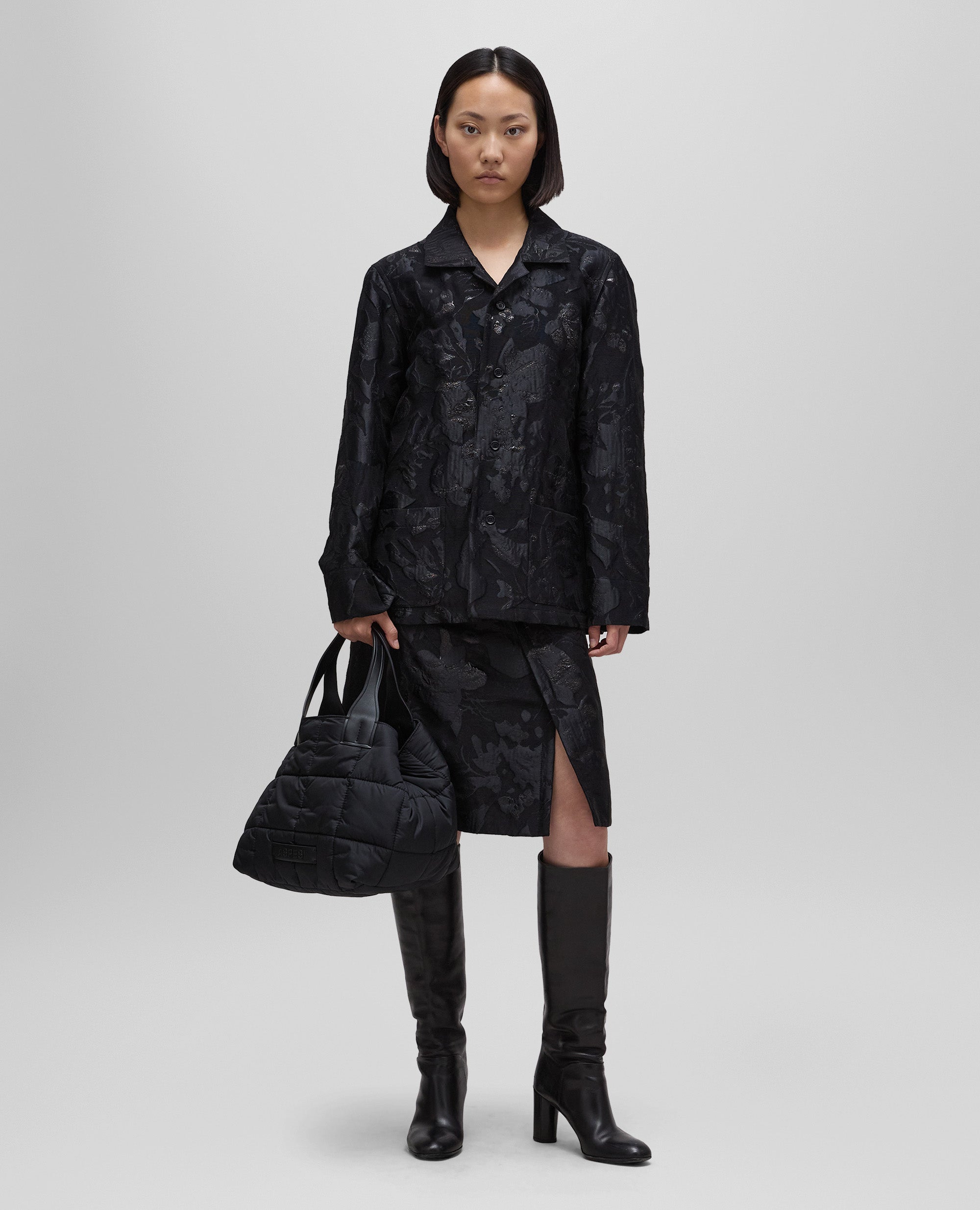 GONNA IN JACQUARD LUREX-NERO-BLACK-NEGRO-SCHWARZ-NOIR