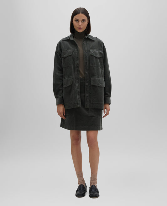 OVERSHIRT IN VELLUTO-MILITARE-MILITARY-MILITAR-MILITAR-MILITAIRE