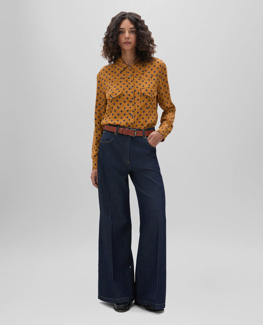 CAMICIA IN CREPE DI VISCOSA POIS-CAMMELLO-CAMEL-CAMELLO-KAMEL-CAMEL