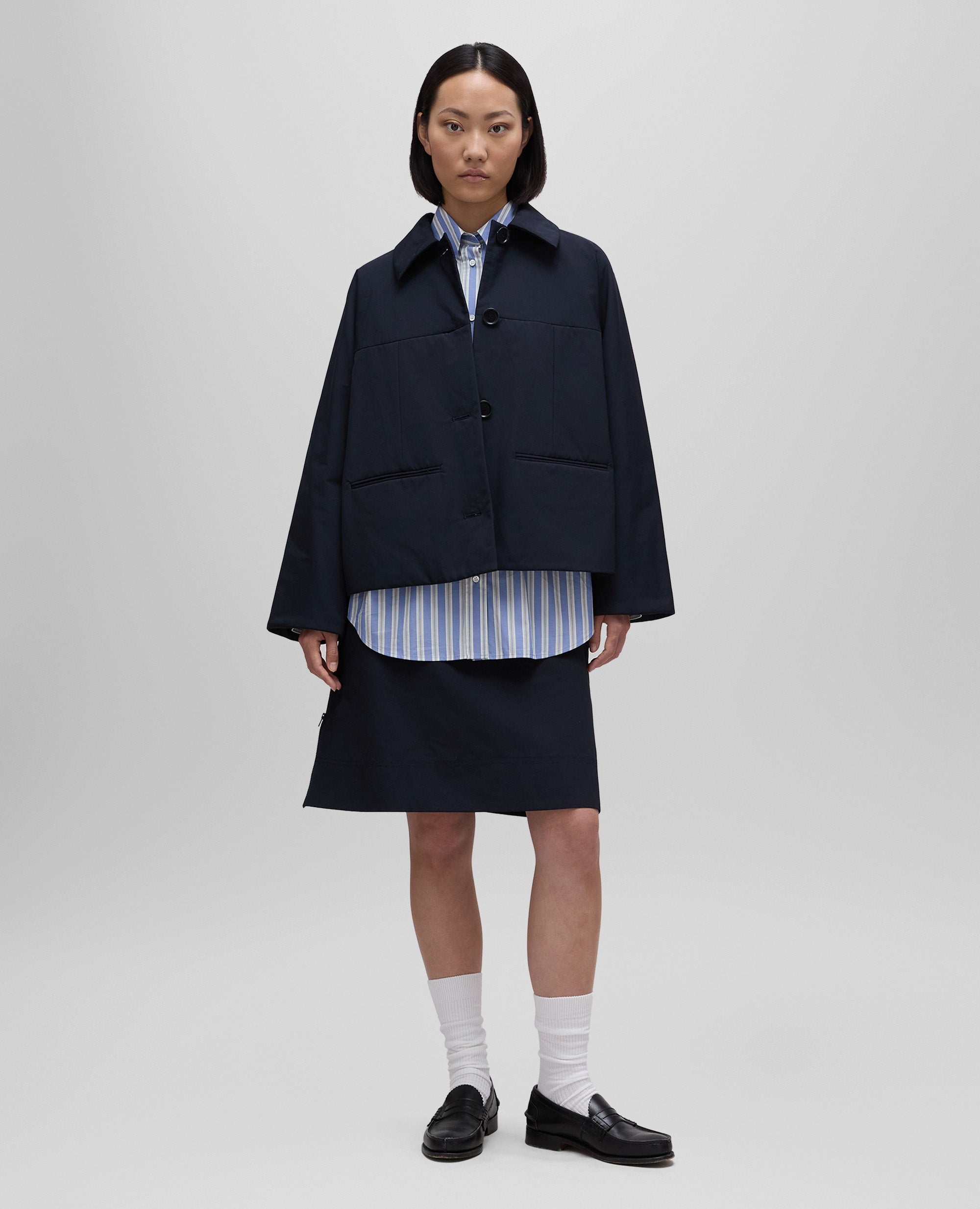 CAMICIA BUTTON-DOWN A RIGHE-RIGA BLU-BLUE STRIPE-RAYA AZUL OSCURO-BLAUE STREIFEN-RAYURES BLEUES