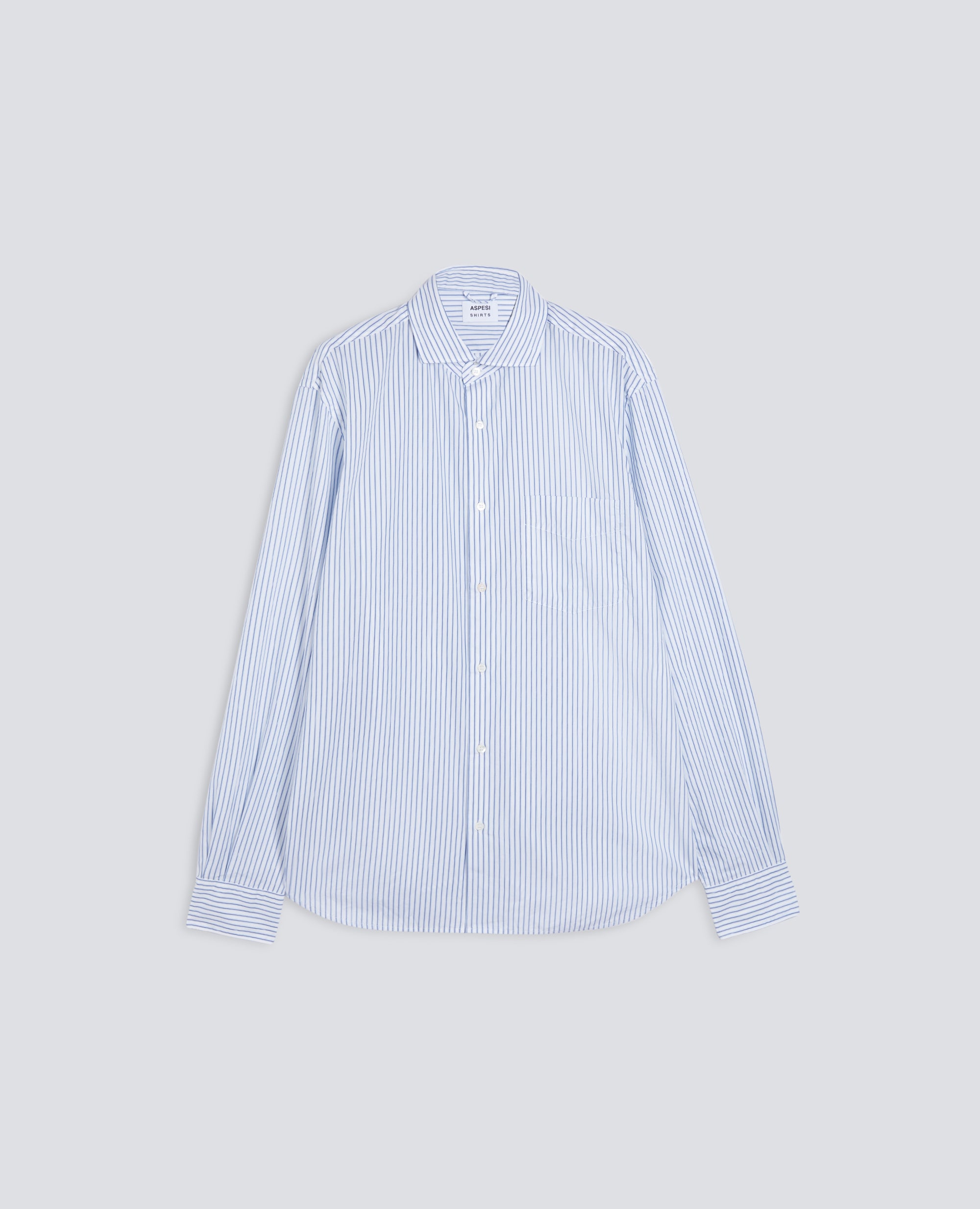 CAMICIA IN POPELINE DI COTONE RIGATO-RIGA BLU-BLUE STRIPE-RAYA AZUL OSCURO-BLAUE STREIFEN-RAYURES BLEUES