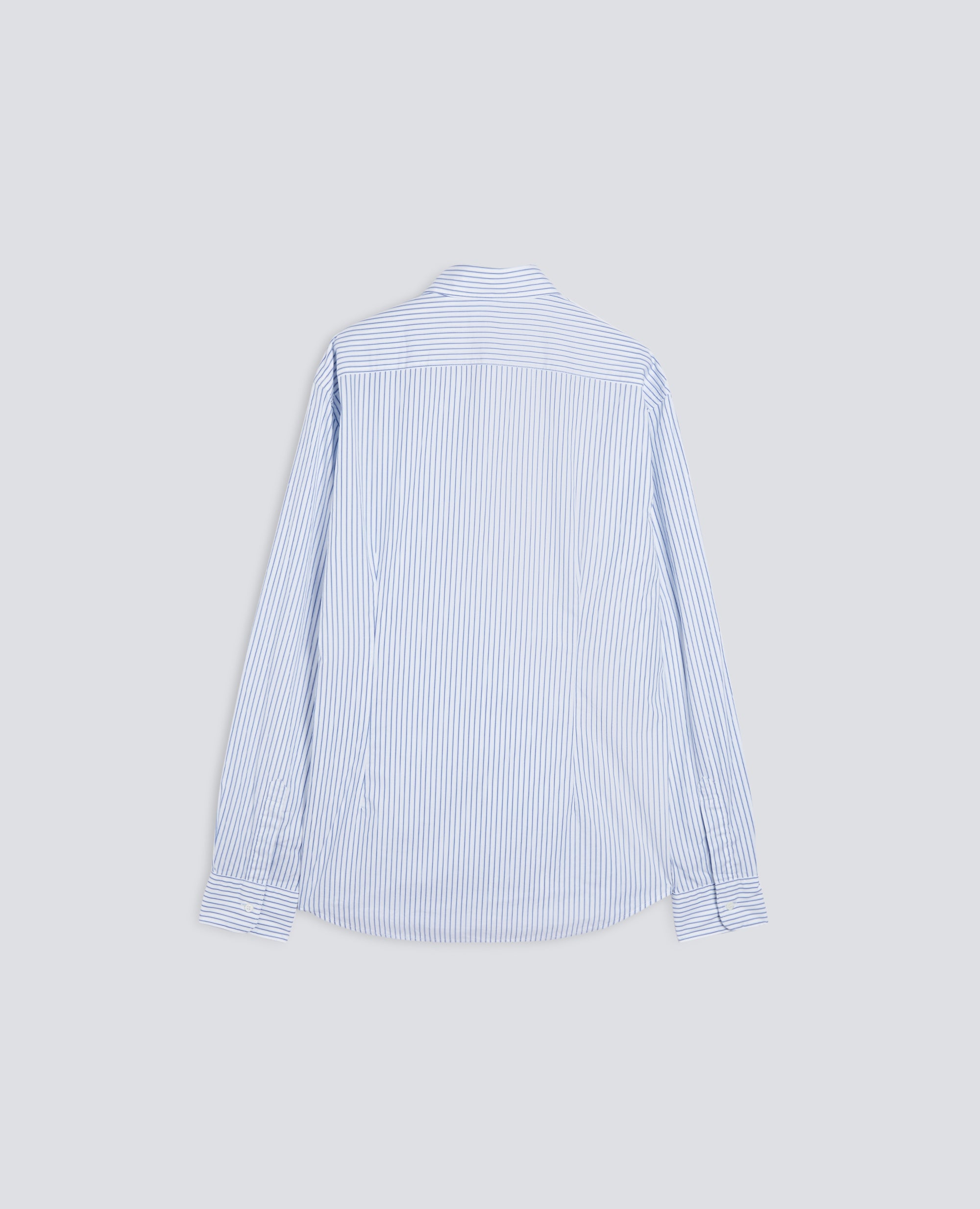 CAMICIA IN POPELINE DI COTONE RIGATO-RIGA BLU-BLUE STRIPE-RAYA AZUL OSCURO-BLAUE STREIFEN-RAYURES BLEUES