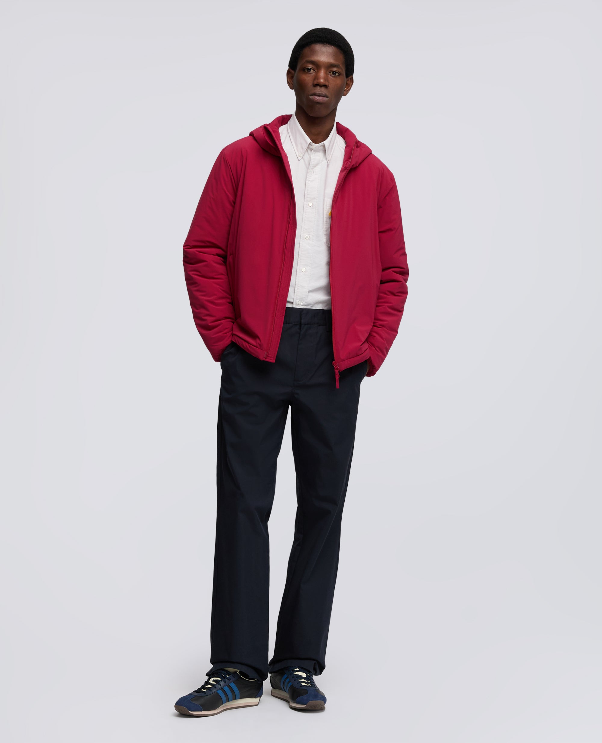 GIUBBOTTO CAPPUCCIO IN NYLON LEGGERO-BORDEAUX-BURGUNDY-BURDEOS-BURGUNDERROT-BORDEAUX