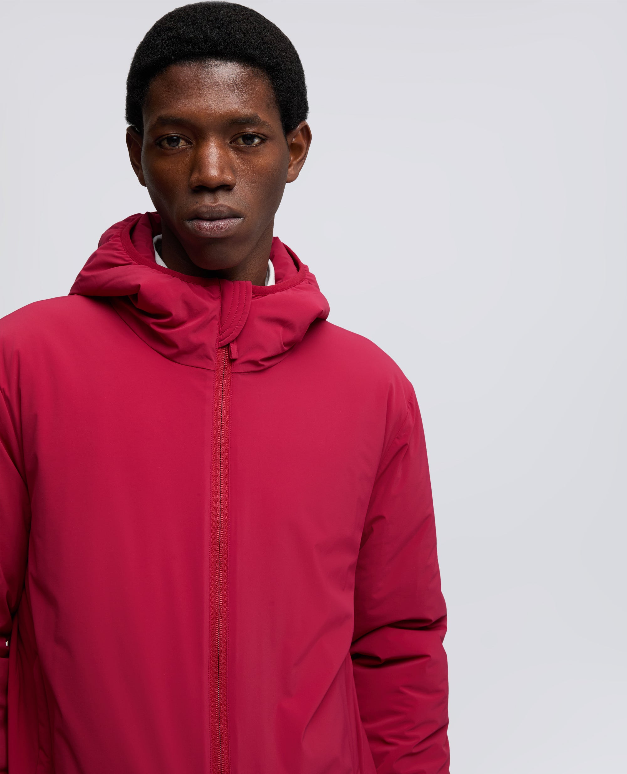 GIUBBOTTO CAPPUCCIO IN NYLON LEGGERO-BORDEAUX-BURGUNDY-BURDEOS-BURGUNDERROT-BORDEAUX