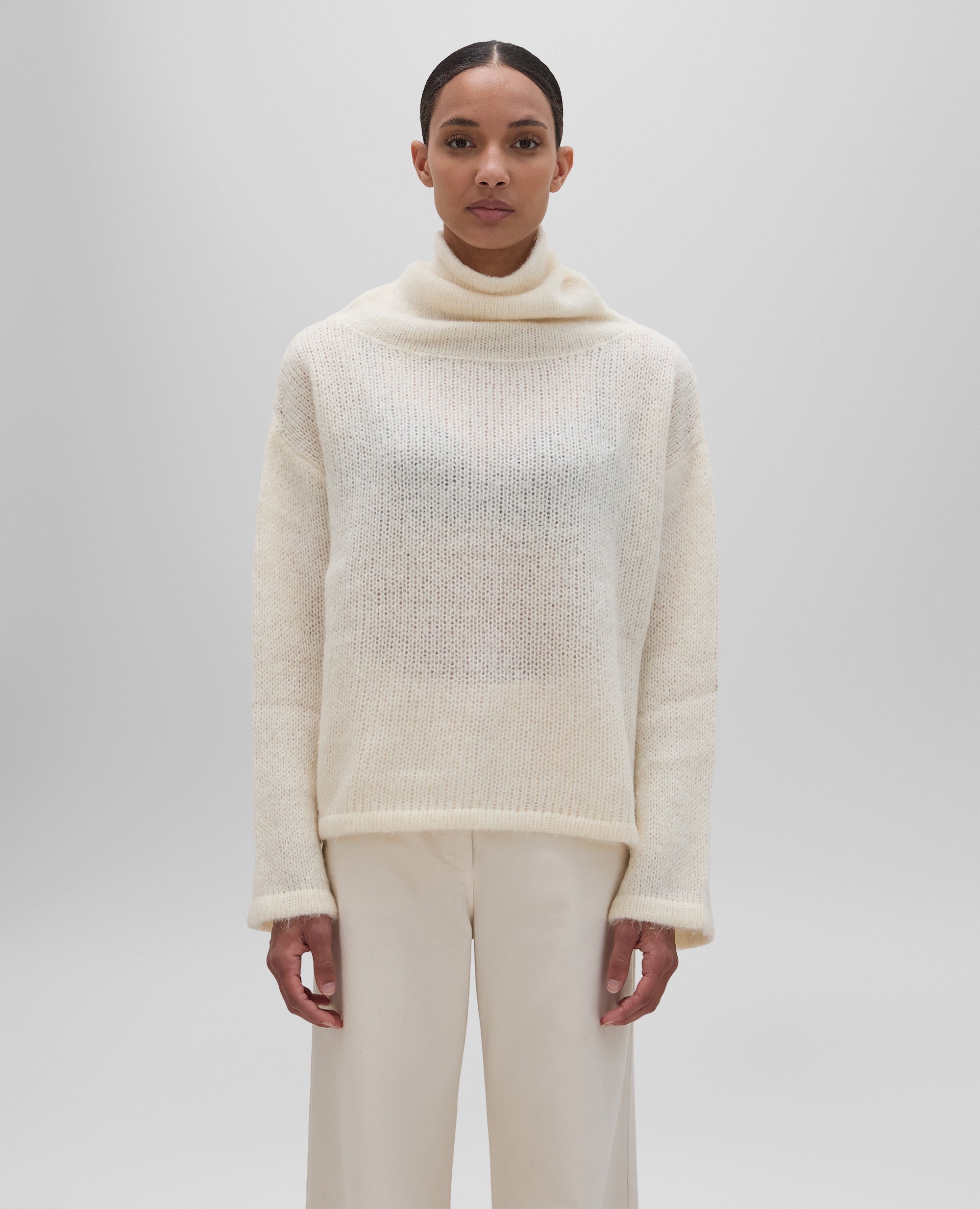 MAGLIA CON COLLO ALTO-NATURALE-NATURAL-NATURAL-NATURLICH-NATUREL