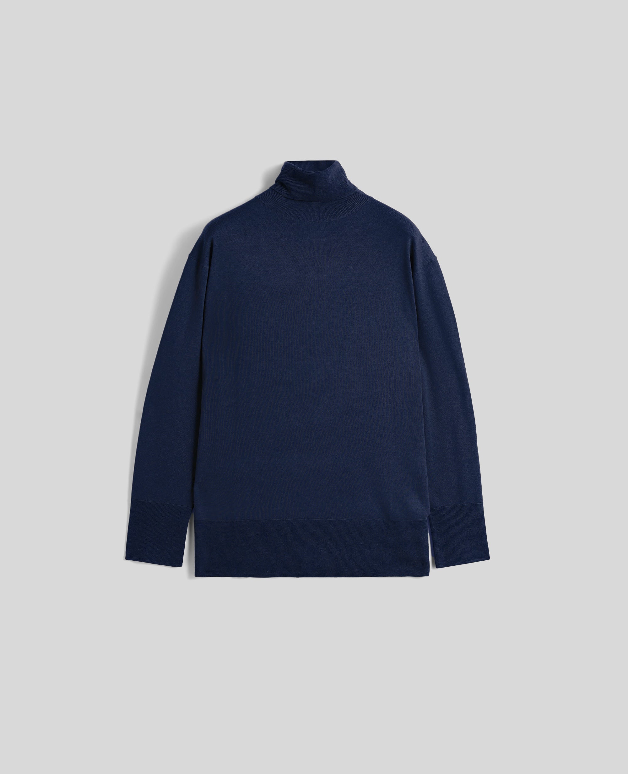 MAGLIA DOLCEVITA IN LANA MERINO-BLU-BLUE-AZUL-BLAU-BLEU