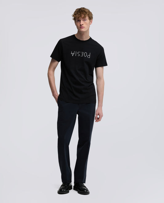 T-SHIRT IN JERSEY DI COTONE CON STAMPA - POESIA-NERO-BLACK-NEGRO-SCHWARZ-NOIR