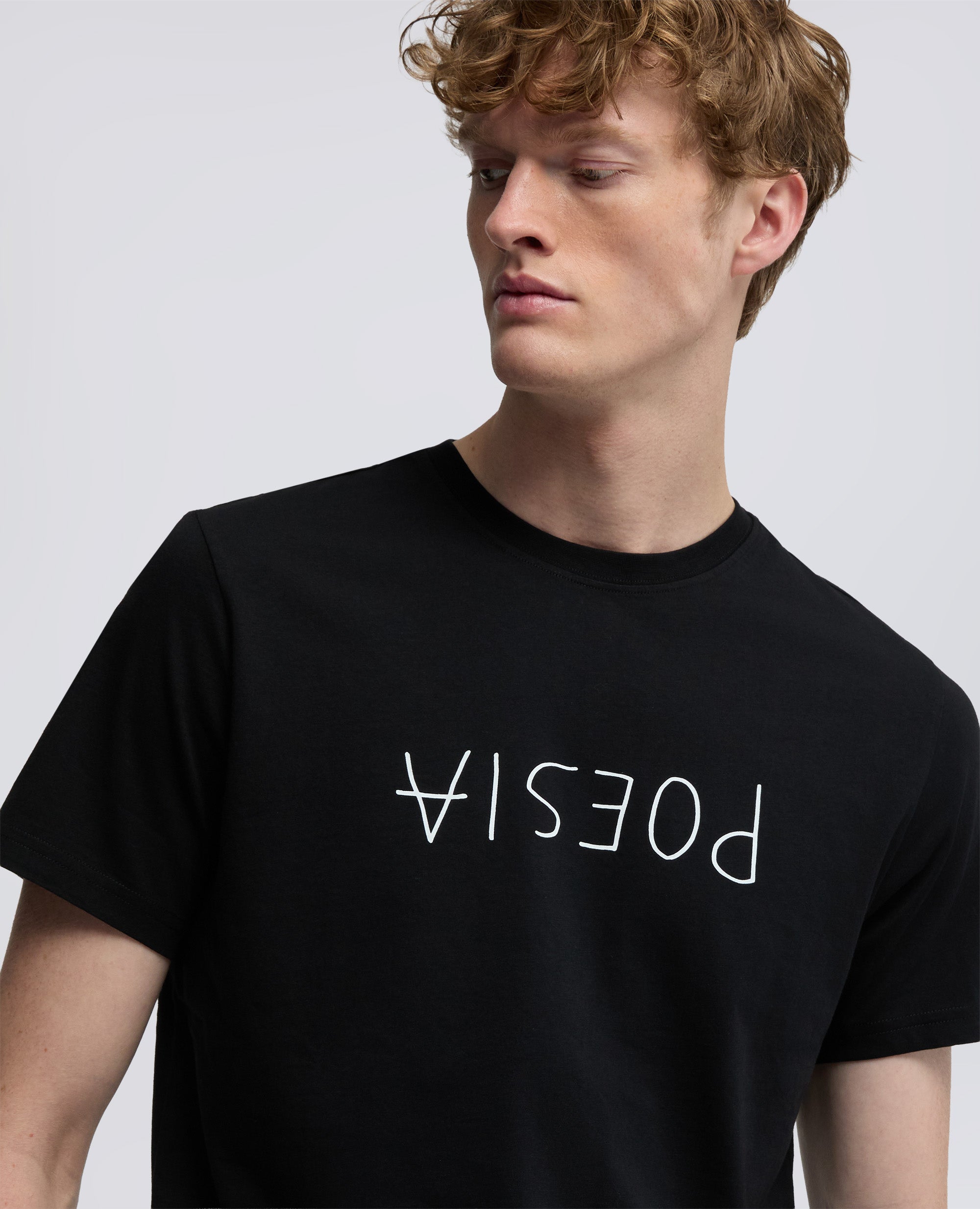 T-SHIRT IN JERSEY DI COTONE CON STAMPA - POESIA-NERO-BLACK-NEGRO-SCHWARZ-NOIR