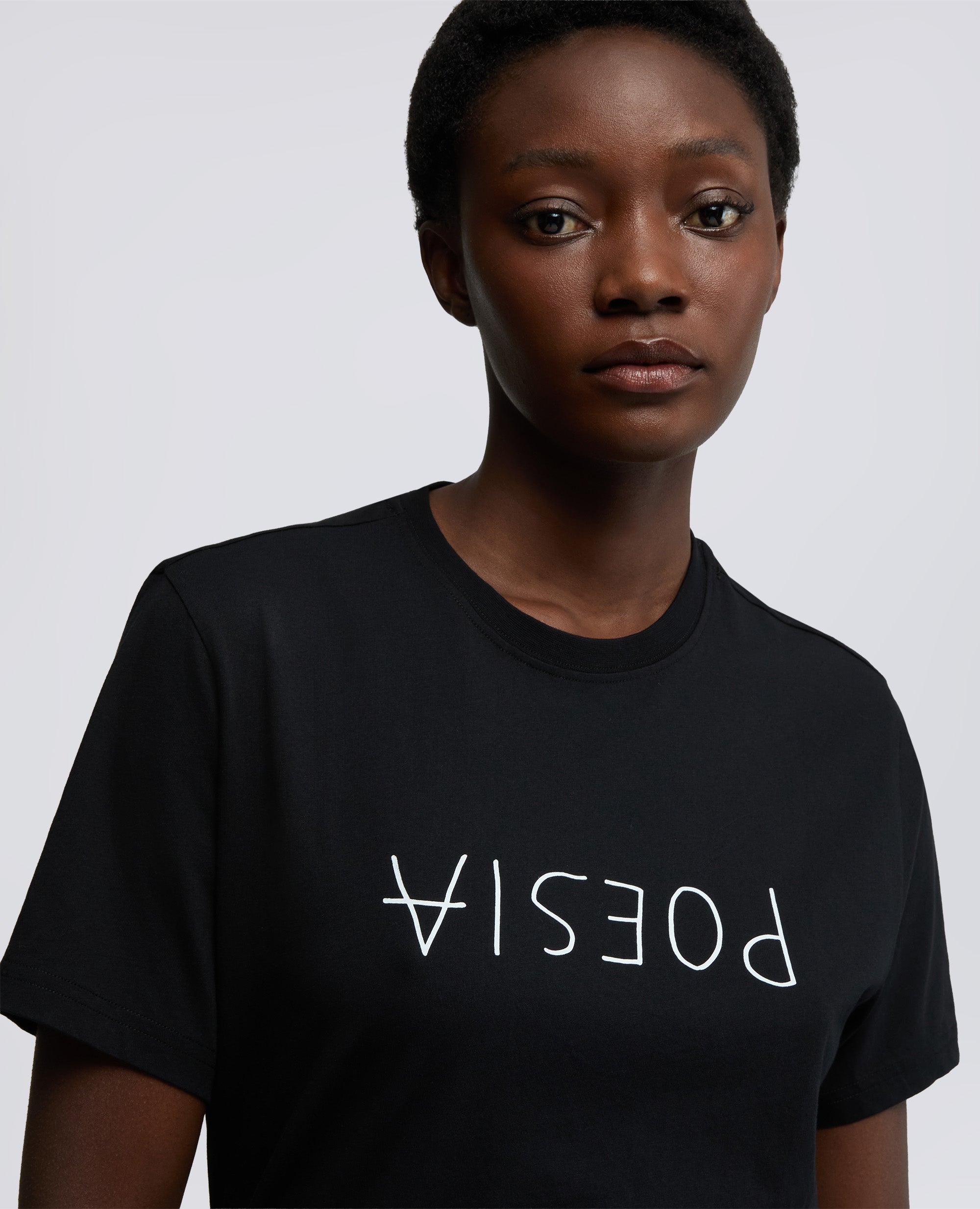 T-SHIRT IN JERSEY DI COTONE CON STAMPA - POESIA-NERO-BLACK-NEGRO-SCHWARZ-NOIR