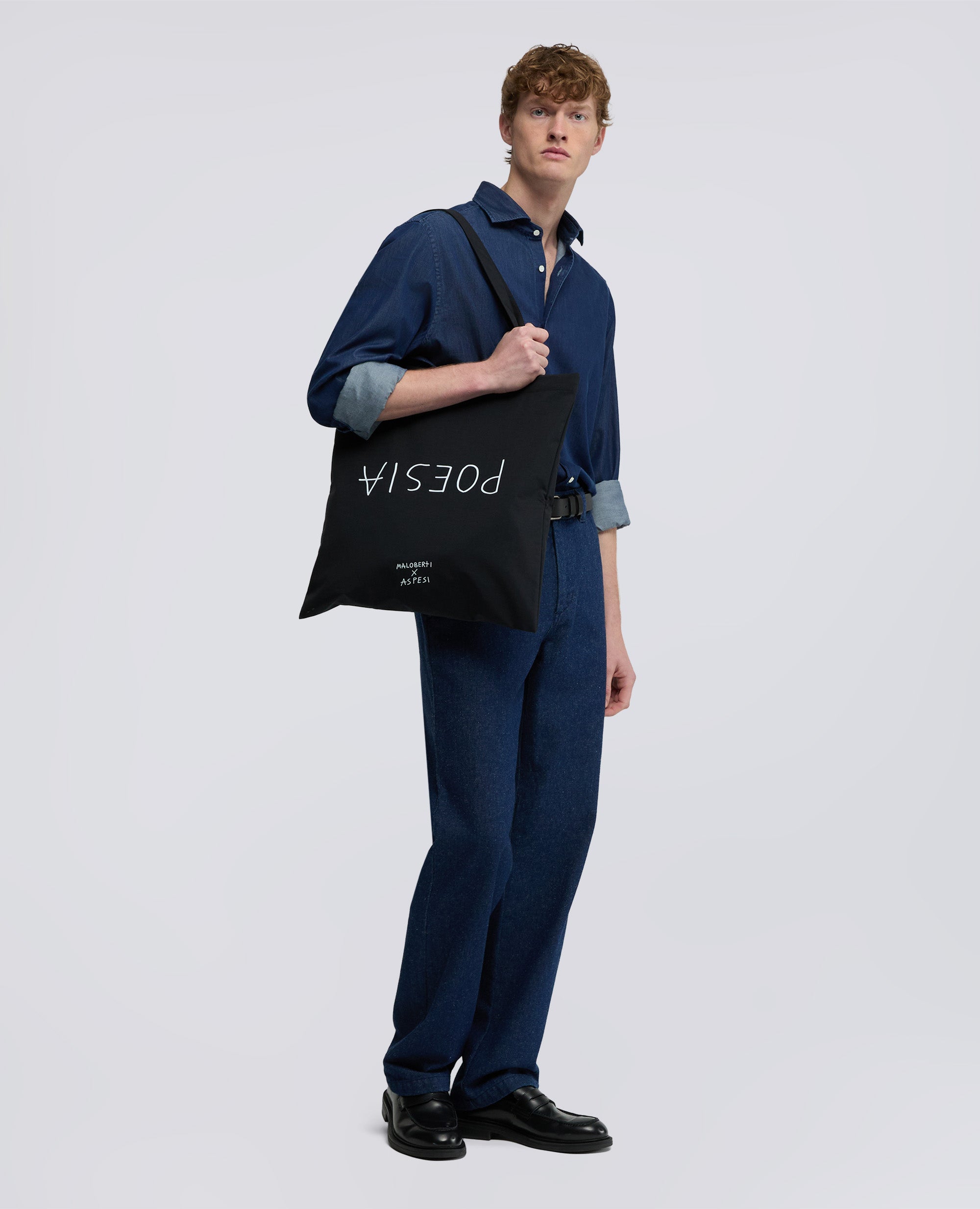 BORSA TOTE IN TAFFETÀ TECNICO - POESIA-NERO-BLACK-NEGRO-SCHWARZ-NOIR