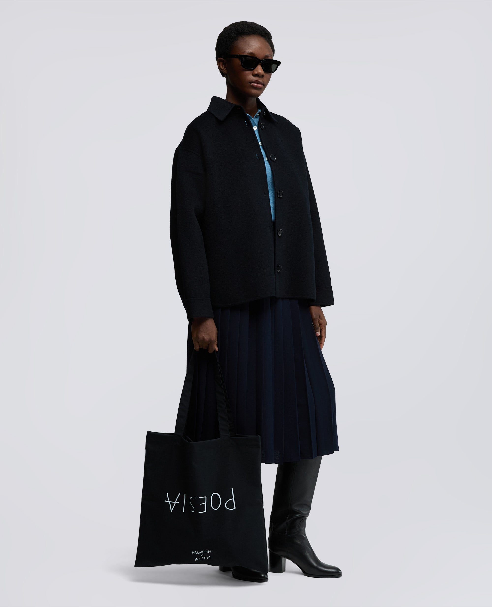 BORSA TOTE IN TAFFETÀ TECNICO - POESIA-NERO-BLACK-NEGRO-SCHWARZ-NOIR