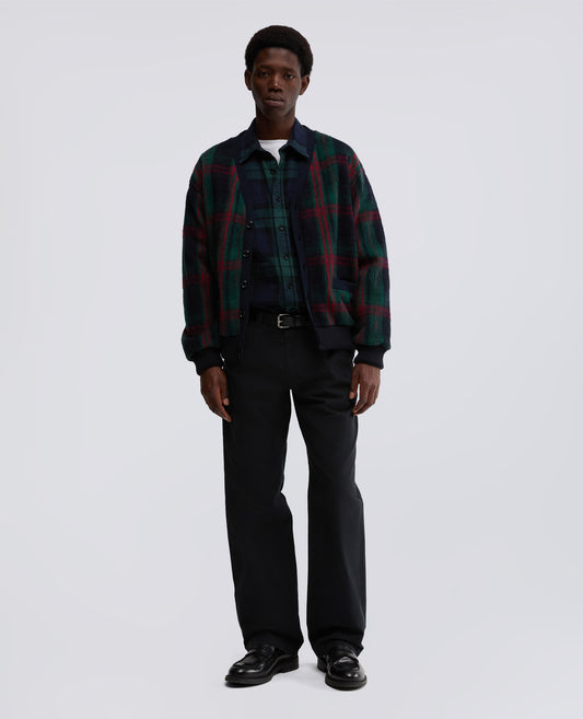 CARDIGAN IN LANA PIRENAICA-CHECK VERDE-GREEN CHECK-CUADROS VERDES-GRUNES KAROMUSTER-CARREAUX VERTS