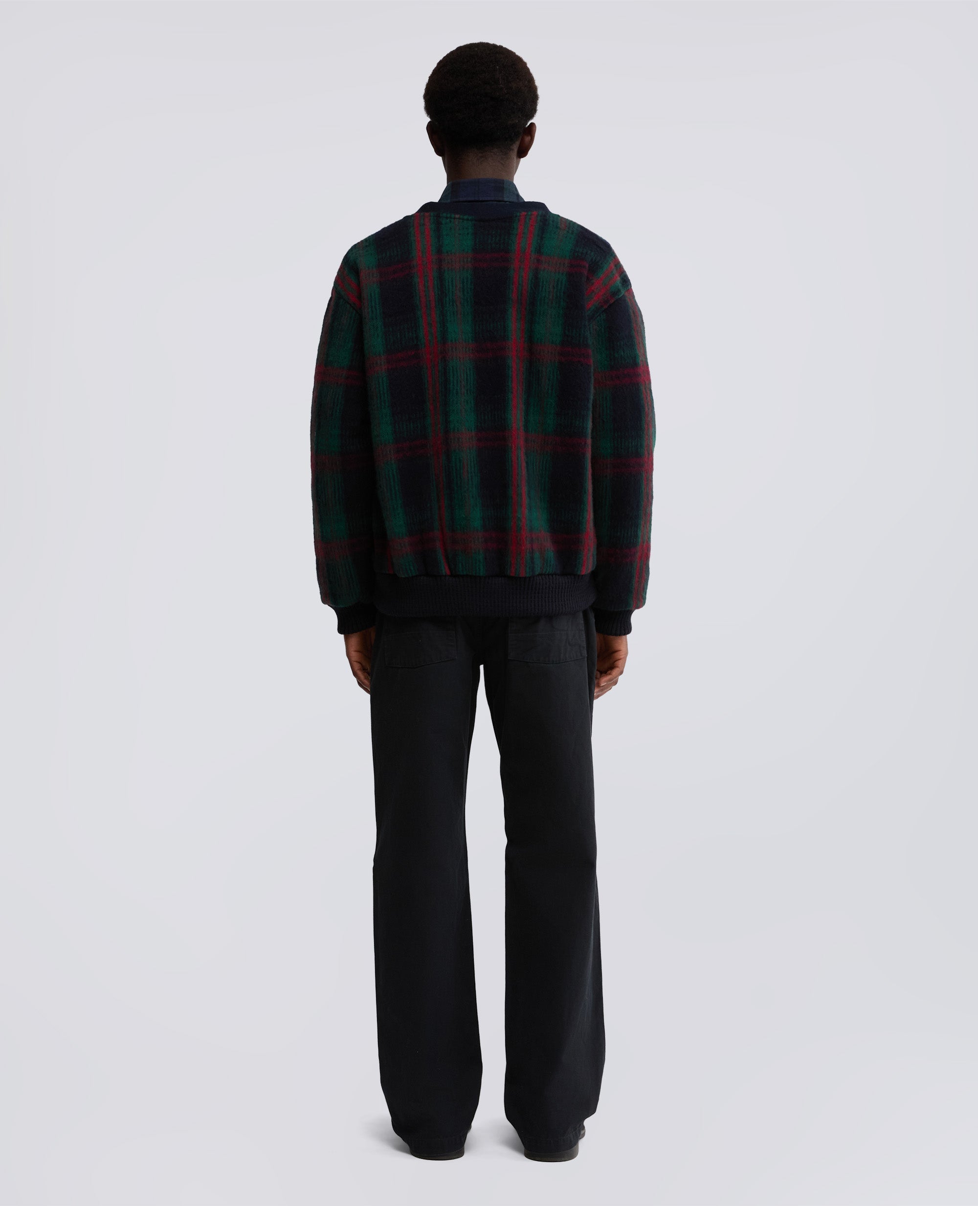 CARDIGAN IN LANA PIRENAICA-CHECK VERDE-GREEN CHECK-CUADROS VERDES-GRUNES KAROMUSTER-CARREAUX VERTS