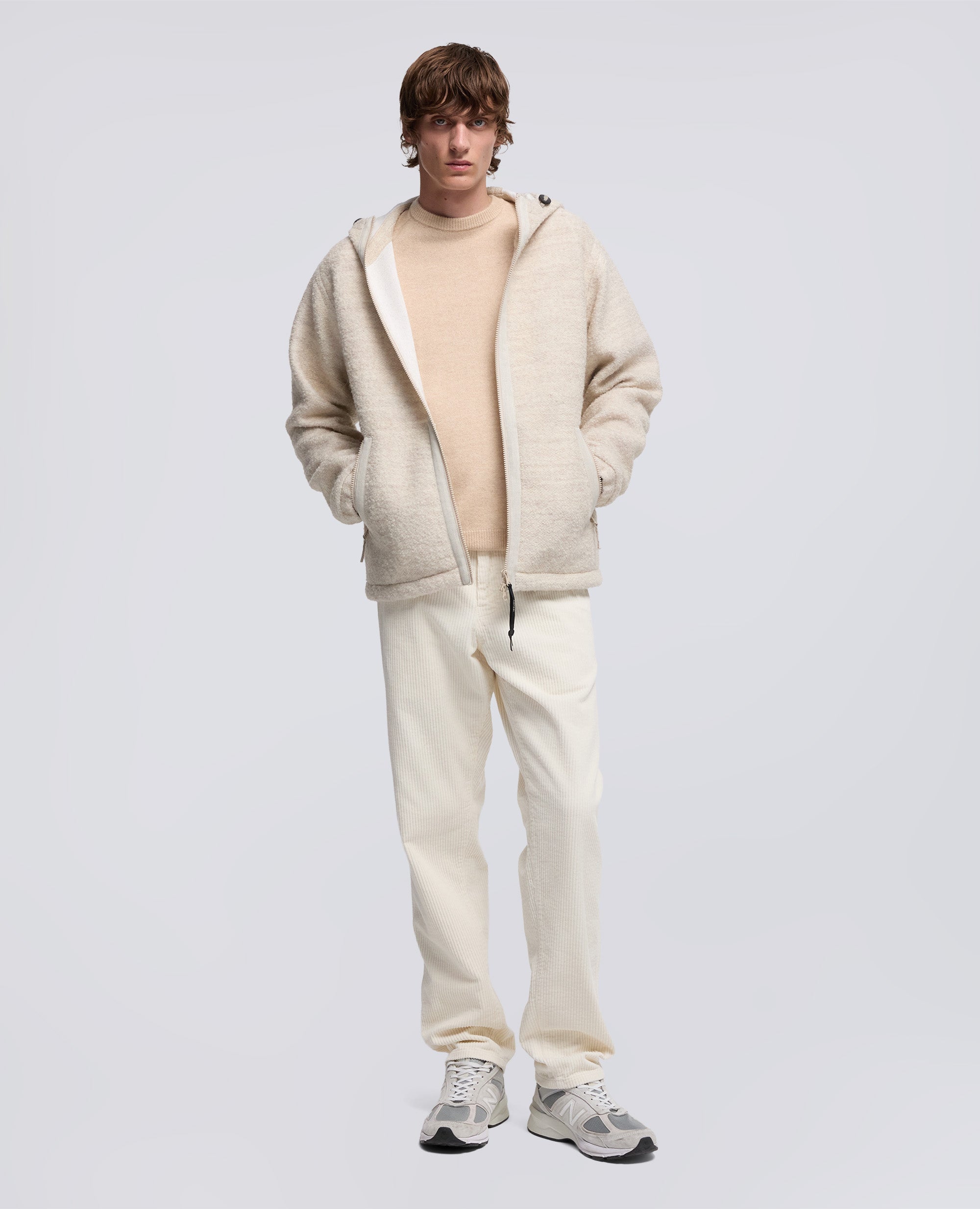 FELPA IN MISTO LANA CON CAPPUCCIO-NATURALE-NATURAL-NATURAL-NATURLICH-NATUREL