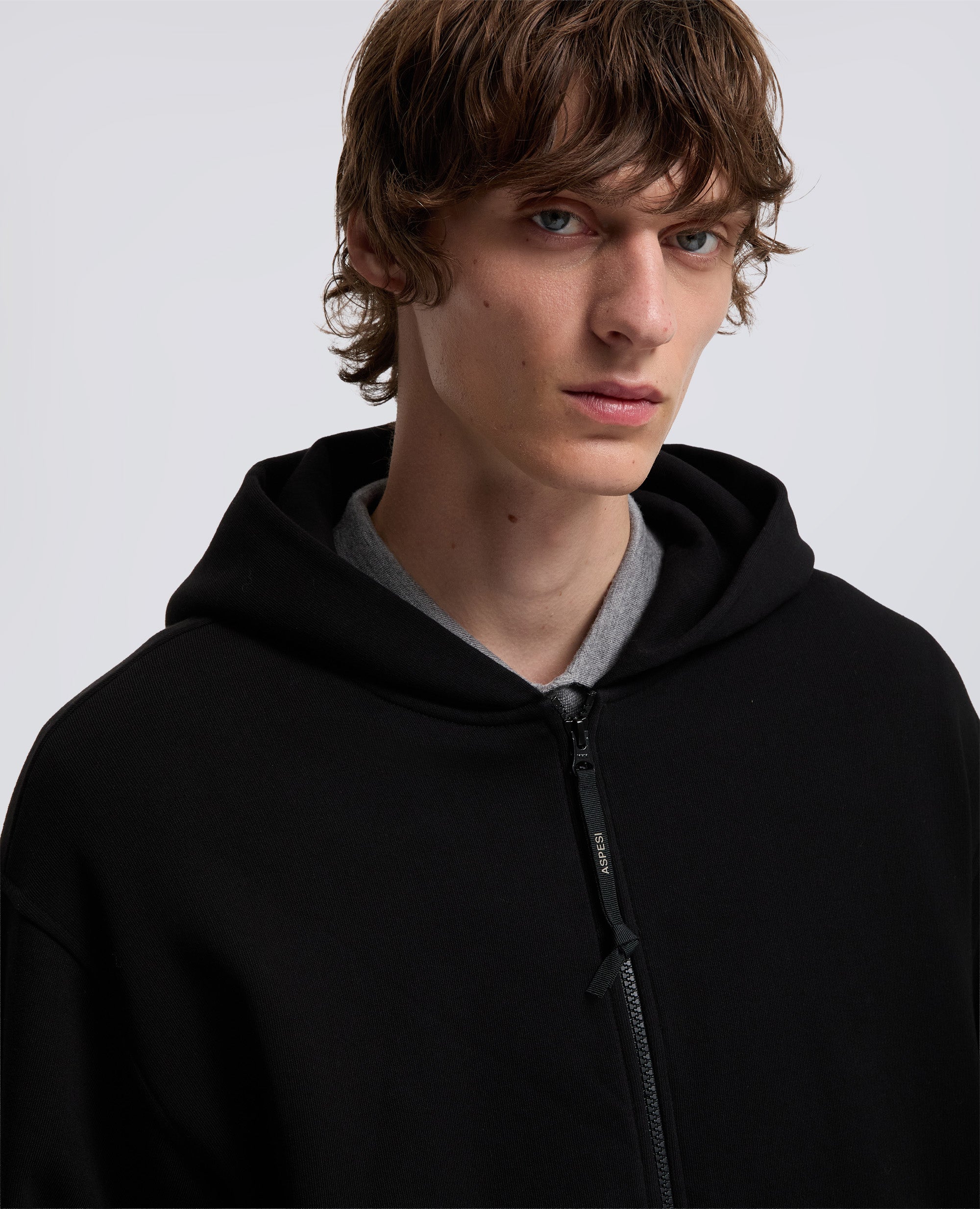 FELPA IN COTONE CON CAPPUCCIO-NERO-BLACK-NEGRO-SCHWARZ-NOIR