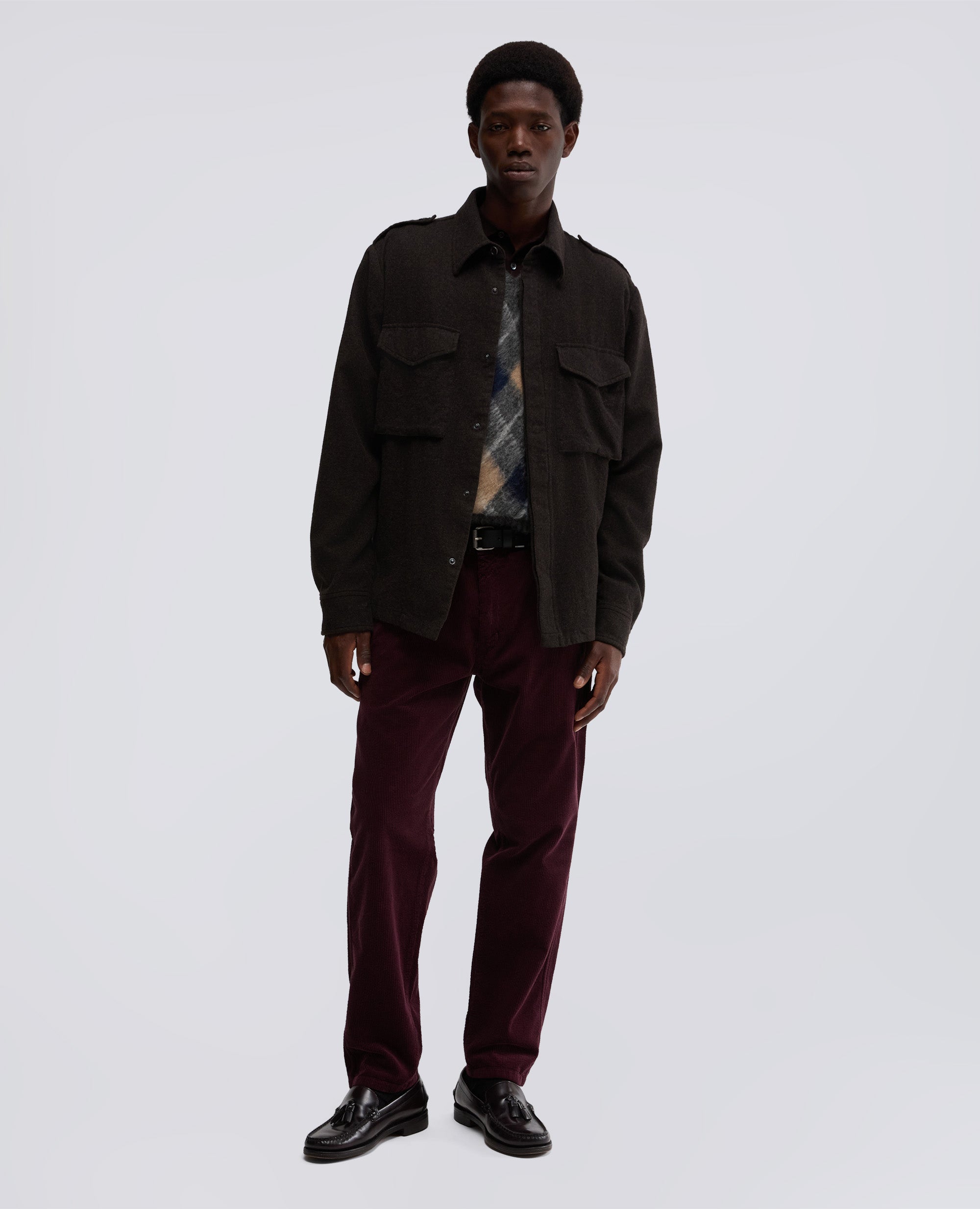CAMICIA FIELD SHIRT IN FLANELLA-MARRONE-BROWN-MARR¢N-BRAUN-MARRON