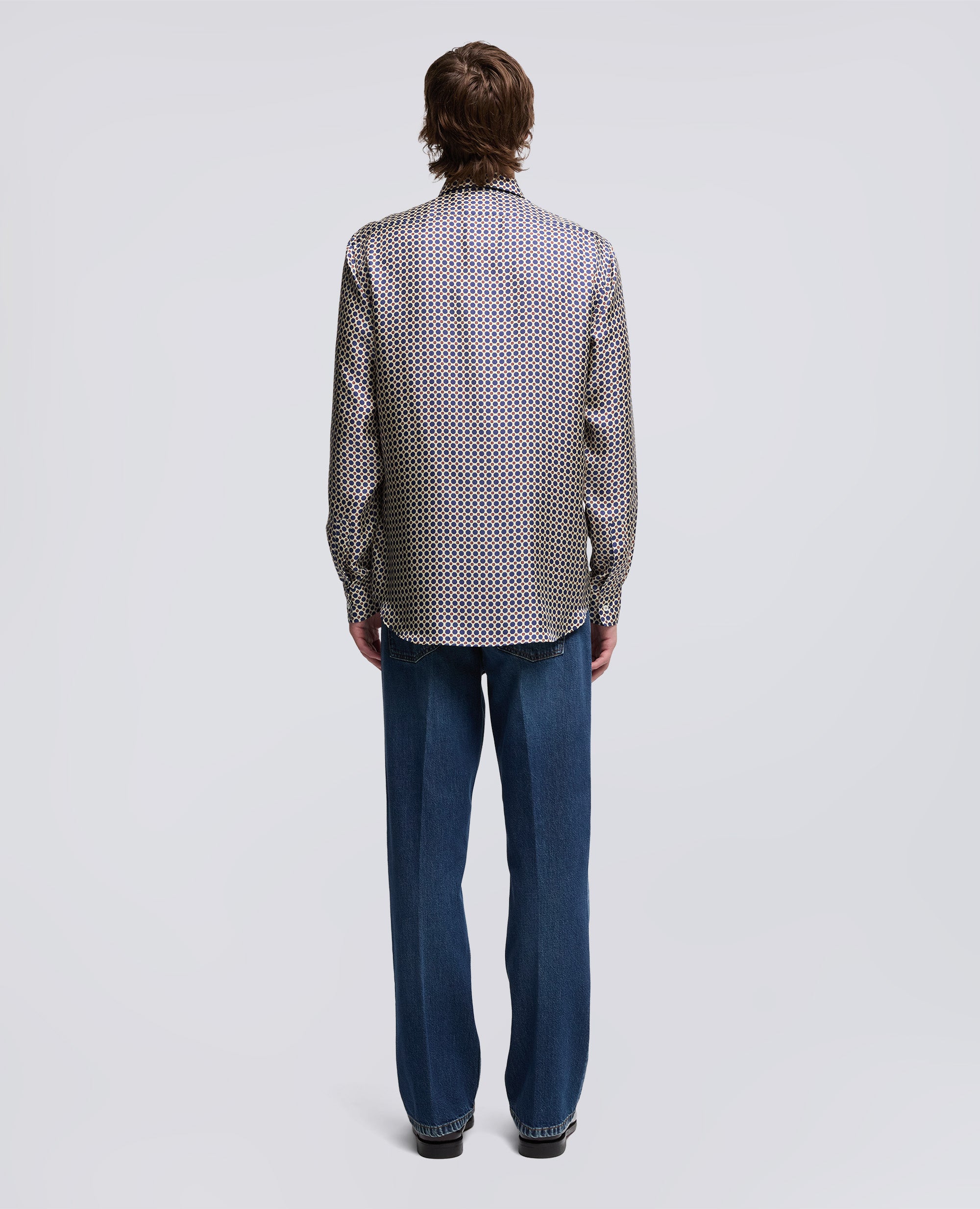 CAMICIA COMMA IN TWILL DI SETA-BLU-BLUE-AZUL-BLAU-BLEU