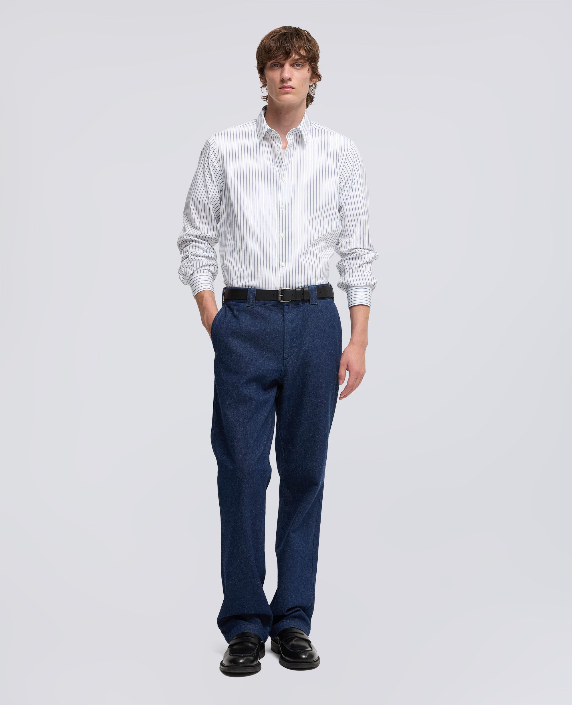 CAMICIA COMMA-RIGA BLU-BLUE STRIPE-RAYA AZUL OSCURO-BLAUE STREIFEN-RAYURES BLEUES