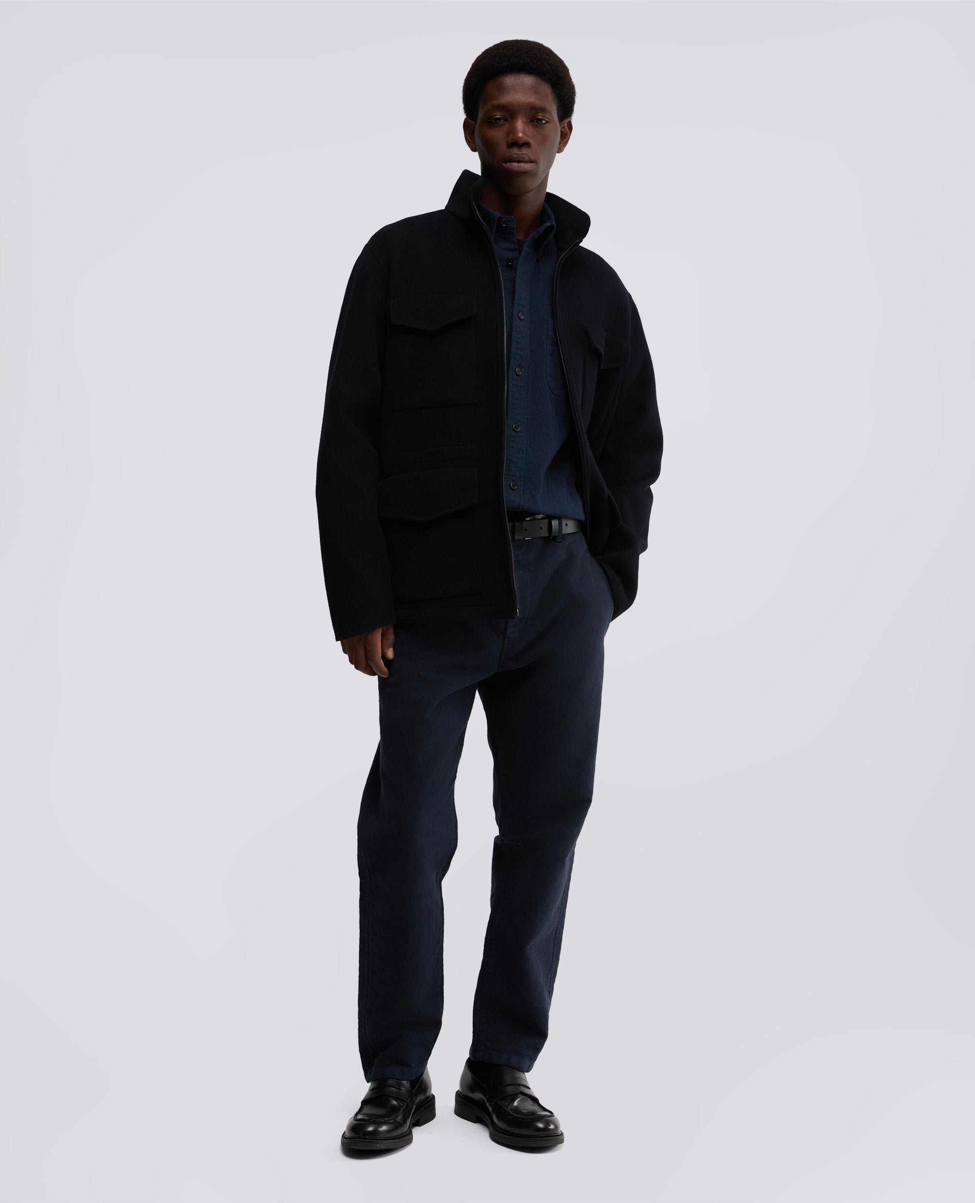 CAMICIA DROPS IN TWILL DI COTONE-NAVY-NAVY-AZUL MARINO-NAVY-NAVY