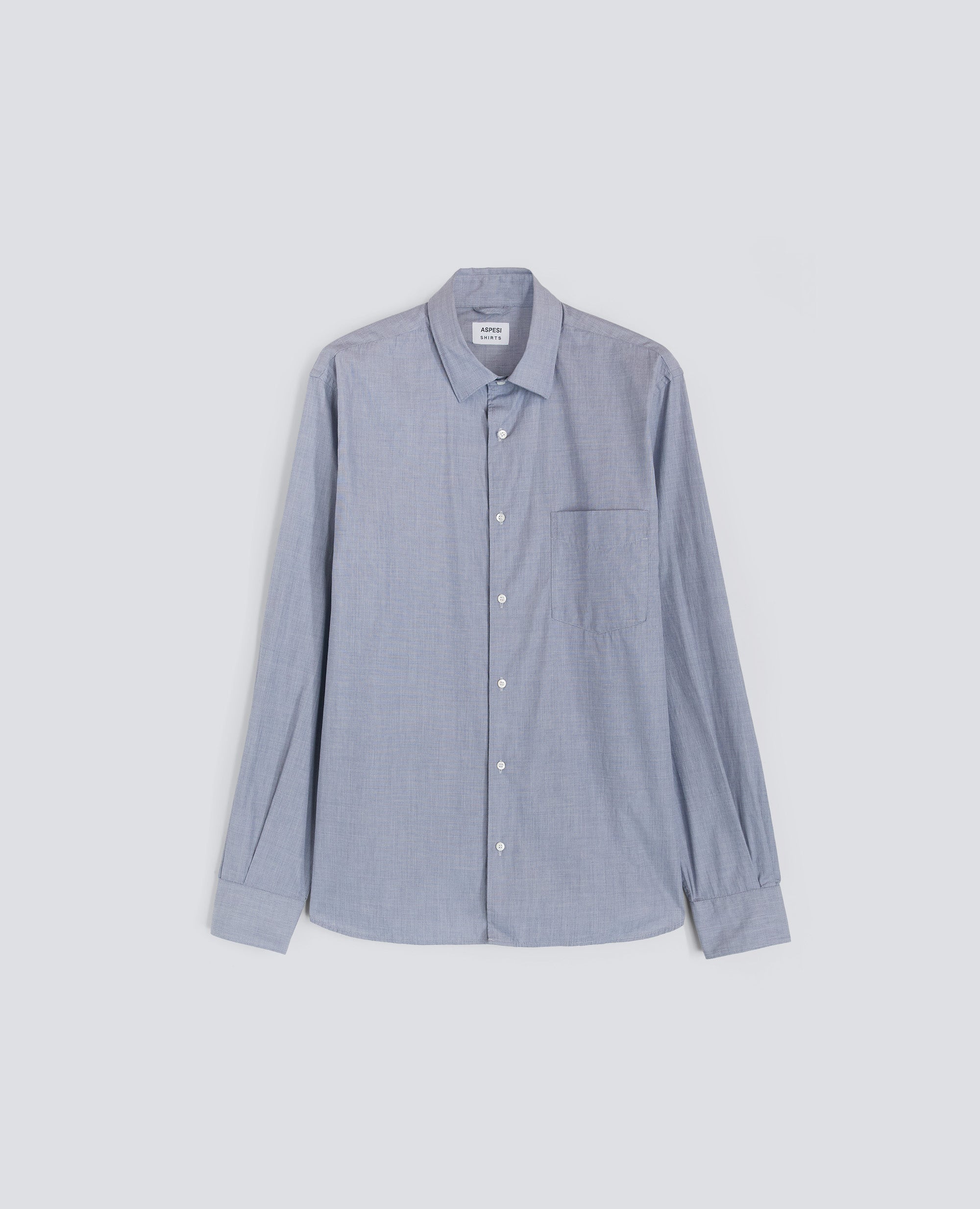 CAMICIA CLASSICA IN COTONE CON TASCHINO-CHAMBRAY-CHAMBRAY-AZUL CLARO-CHAMBRAY-CHAMBRAY
