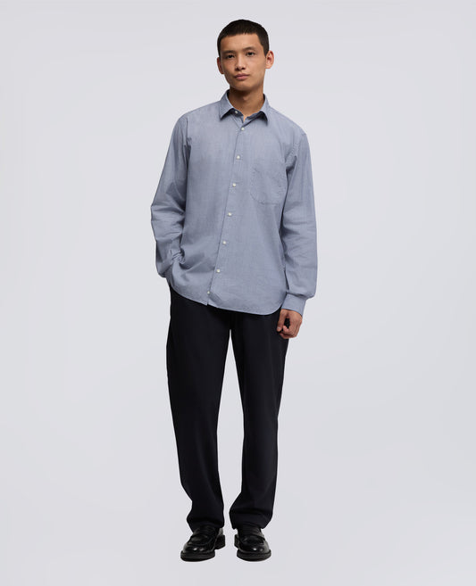 CAMICIA CLASSICA IN COTONE CON TASCHINO-CHAMBRAY-CHAMBRAY-AZUL CLARO-CHAMBRAY-CHAMBRAY