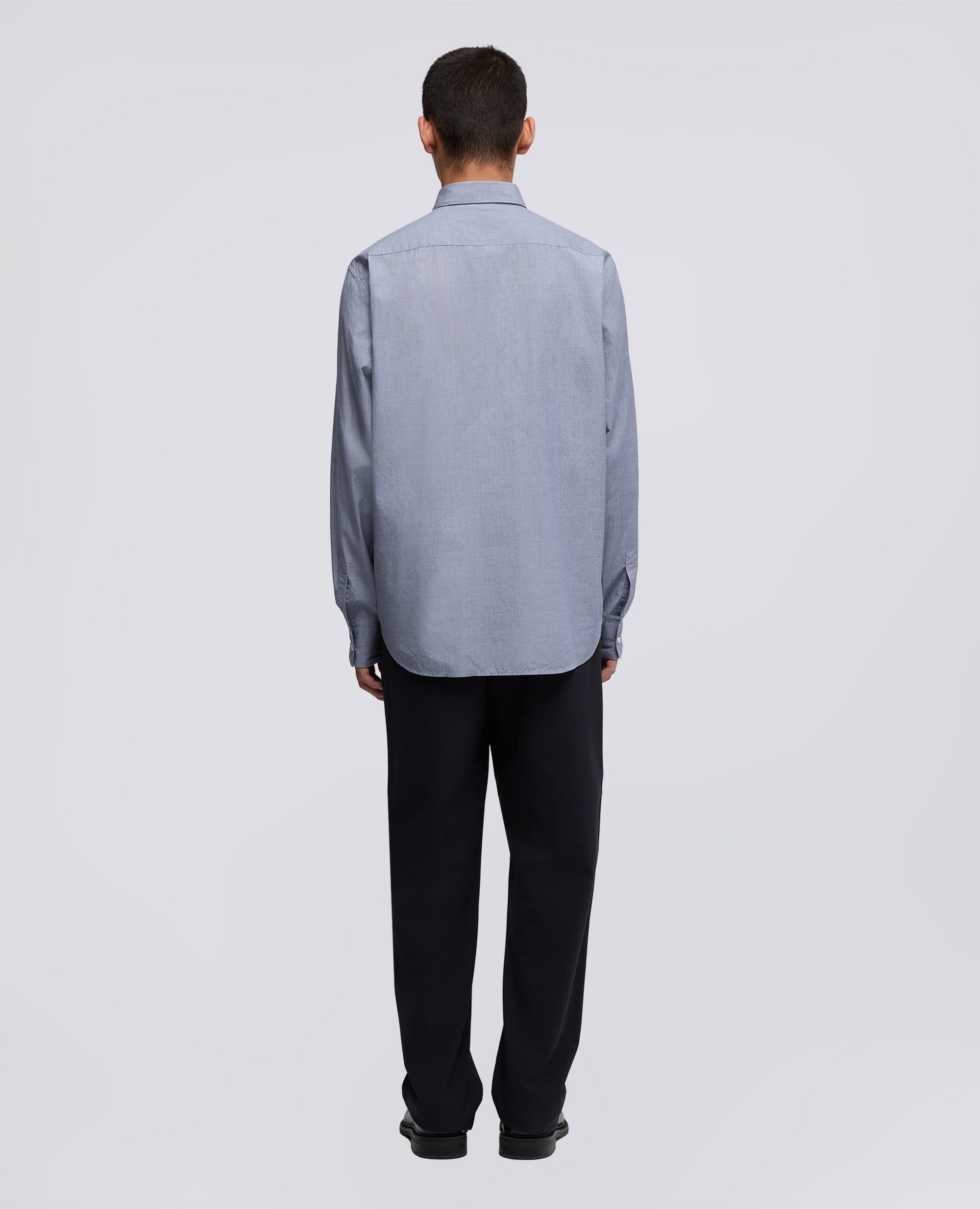 CAMICIA CLASSICA IN COTONE CON TASCHINO-CHAMBRAY-CHAMBRAY-AZUL CLARO-CHAMBRAY-CHAMBRAY