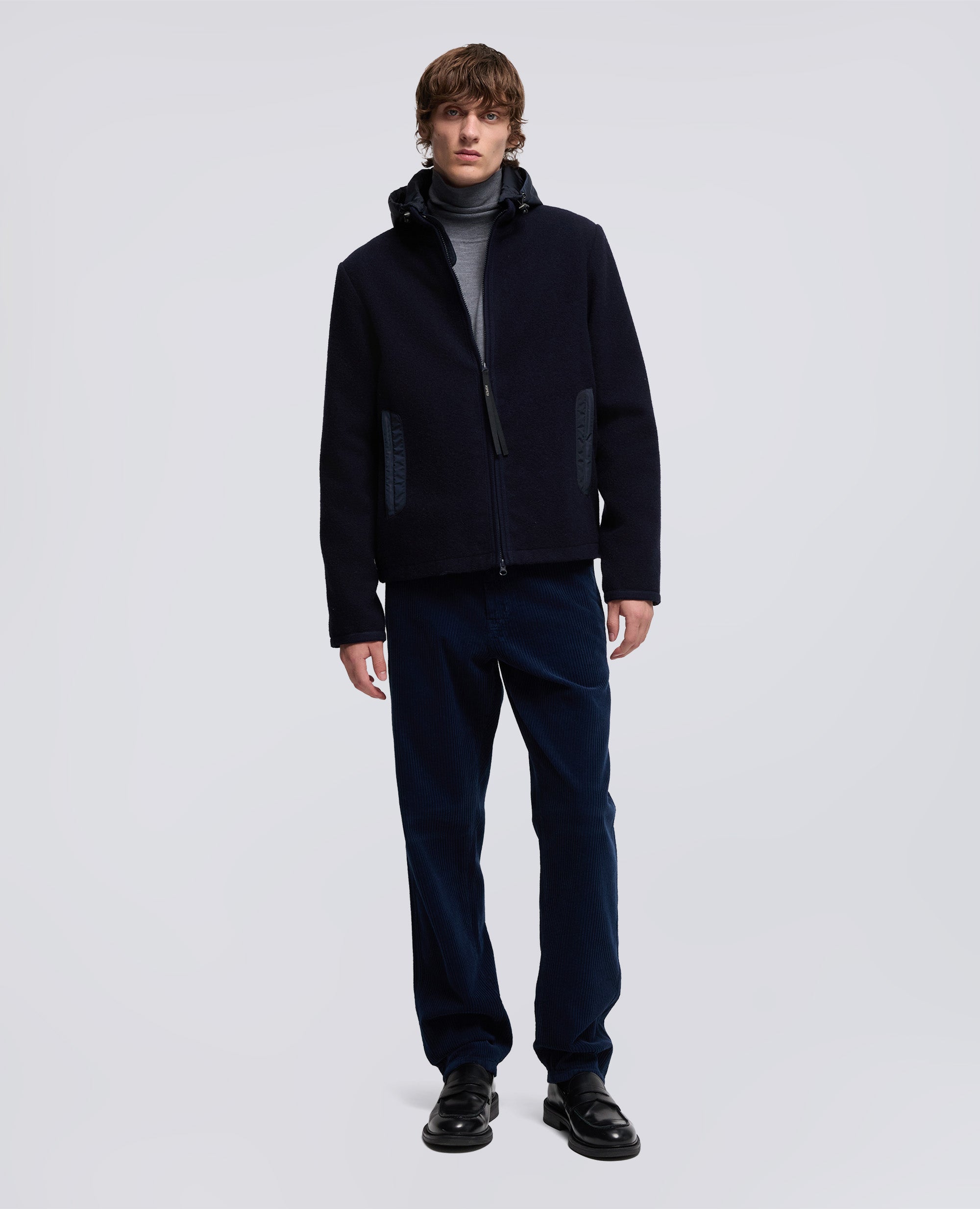 GIUBBOTTO WERNER IN LANA SHETLAND-NAVY-NAVY-AZUL MARINO-NAVY-NAVY