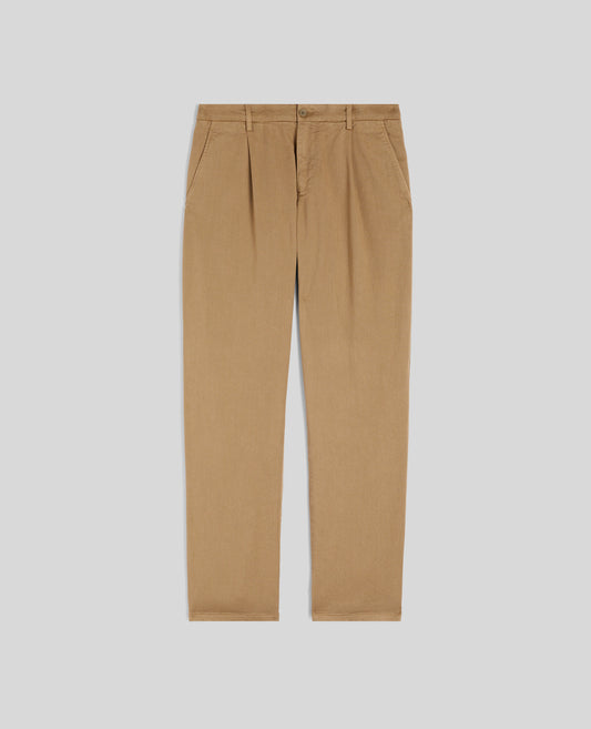 PANTALONE IN TWILL DI COTONE E LYOCELL-BEIGE-BEIGE-BEIS-BEIGE-BEIGE