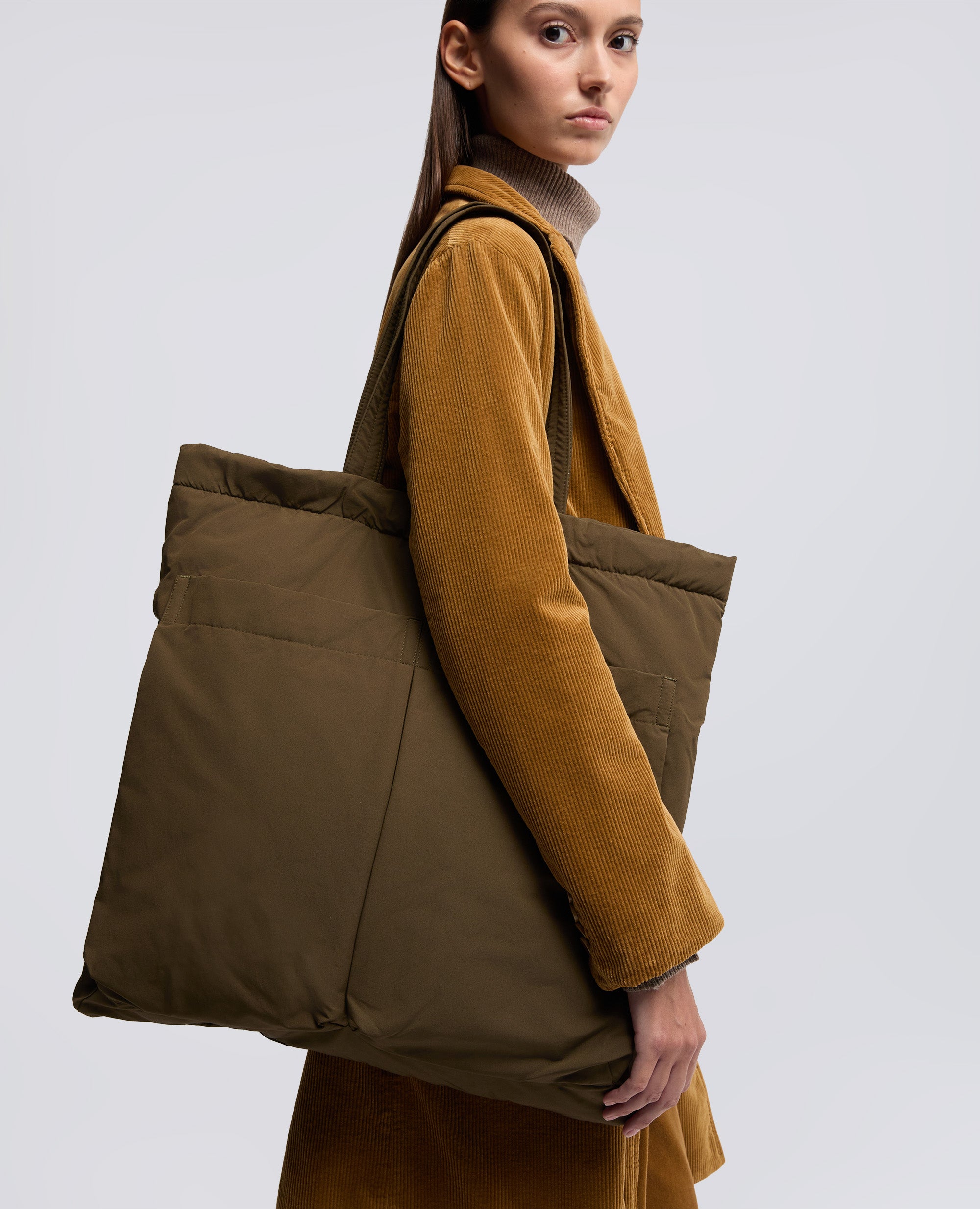 BORSA SHOPPER IN TELA DI MISTO COTONE-MILITARE-MILITARY-MILITAR-MILITAR-MILITAIRE