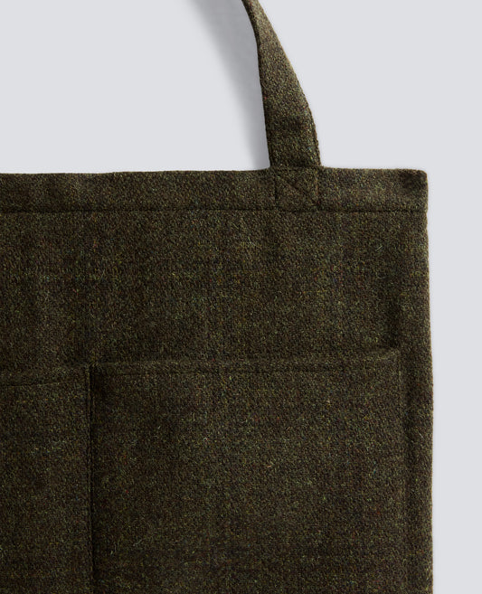 BORSA SHOPPER IN HARRIS TWEED-VERDONE-DARK GREEN-VERDER¢N-DUNKELGRUN-VERT FONCE