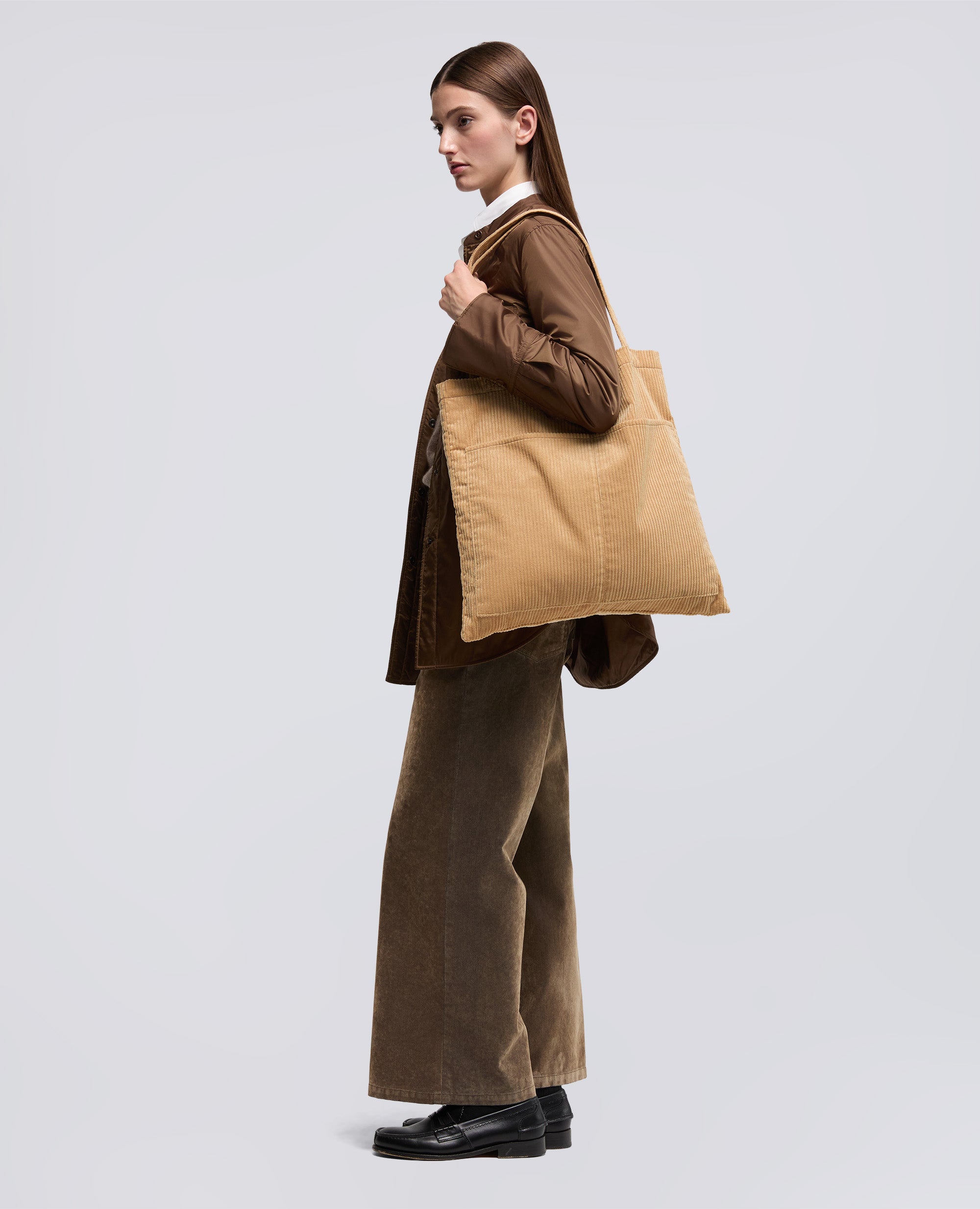BORSA SHOPPER IN VELLUTO A COSTE-CAMMELLO-CAMEL-CAMELLO-KAMEL-CAMEL